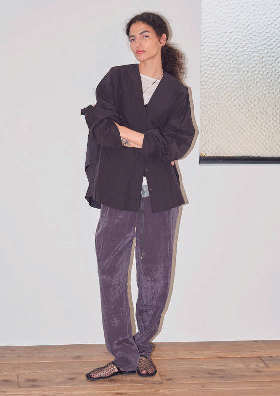 【ANGELINA】ノーカラーシャツブルゾン/26153-6559D