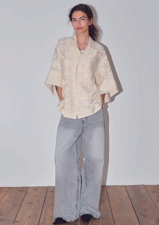 【ANGELINA】カットジャカード開襟シャツ/26153-4842D