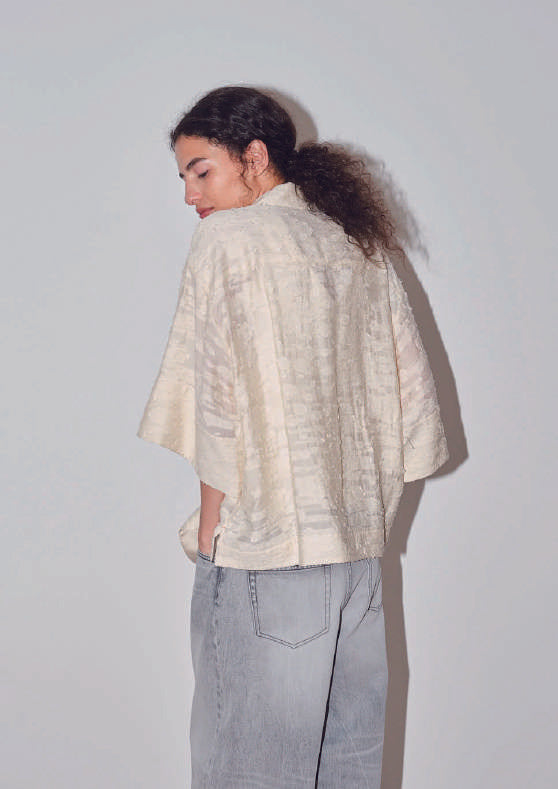 【ANGELINA】カットジャカード開襟シャツ/26153-4842D