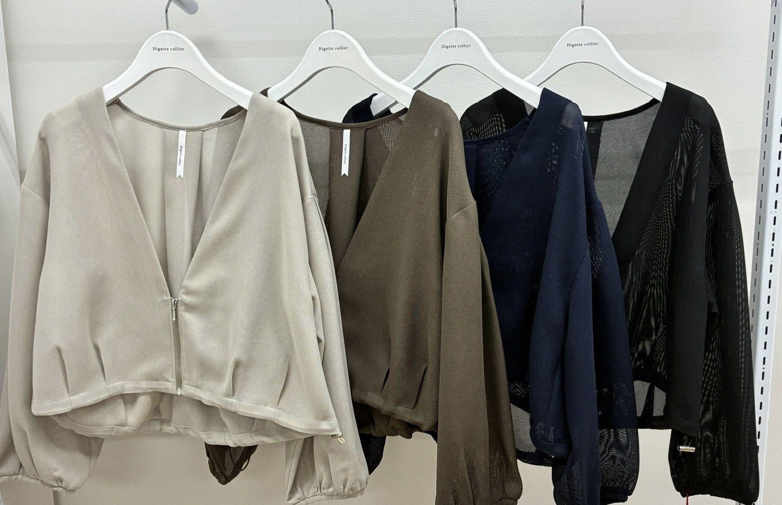 【Dignite Collier】Vネックジップメッシュカーデ/80268213