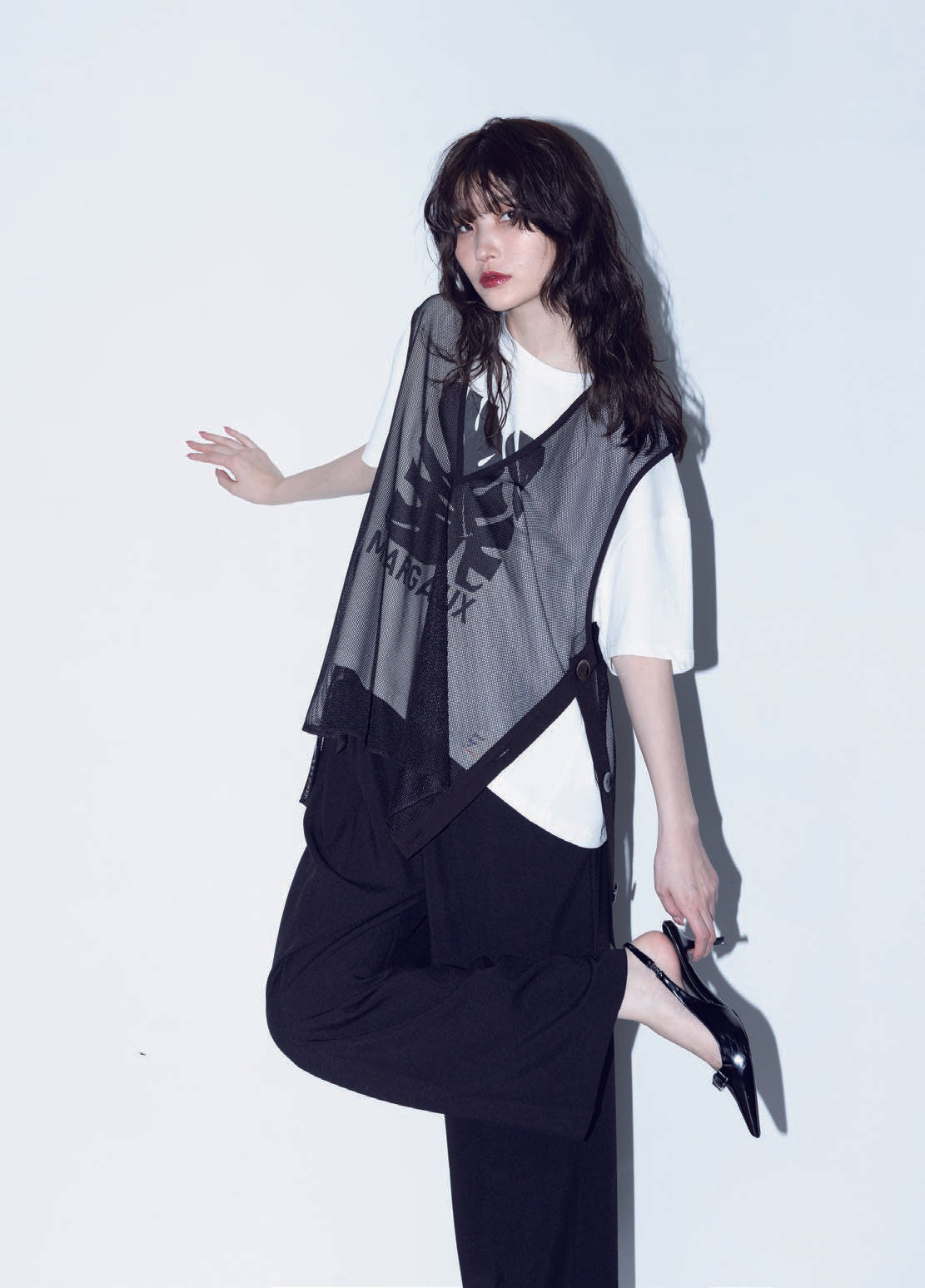 【MARGAUX VINTAGE】メッシュサイドボタンベスト/MG BL-26045-S