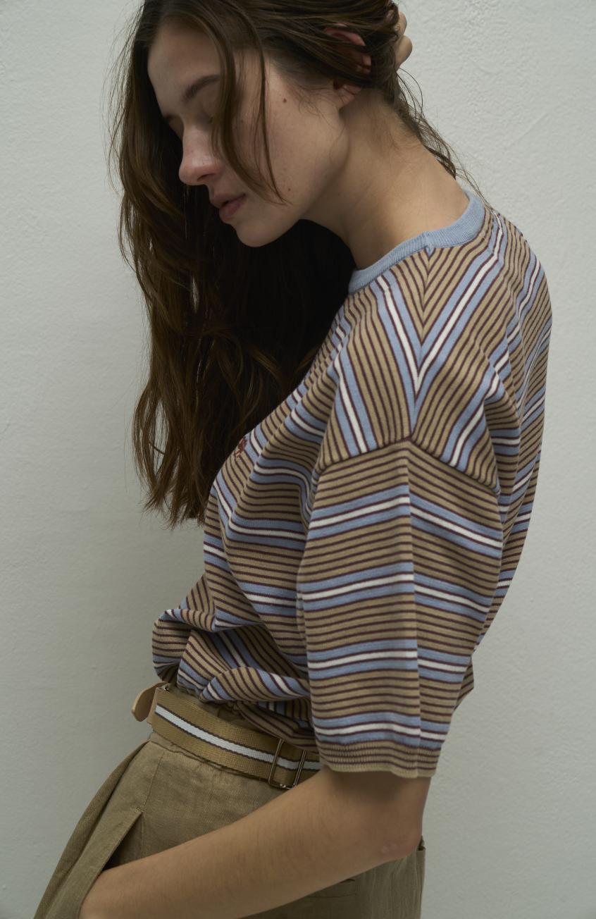 【WYTE】ドライコットンリバースストライプCネックT/11-30311