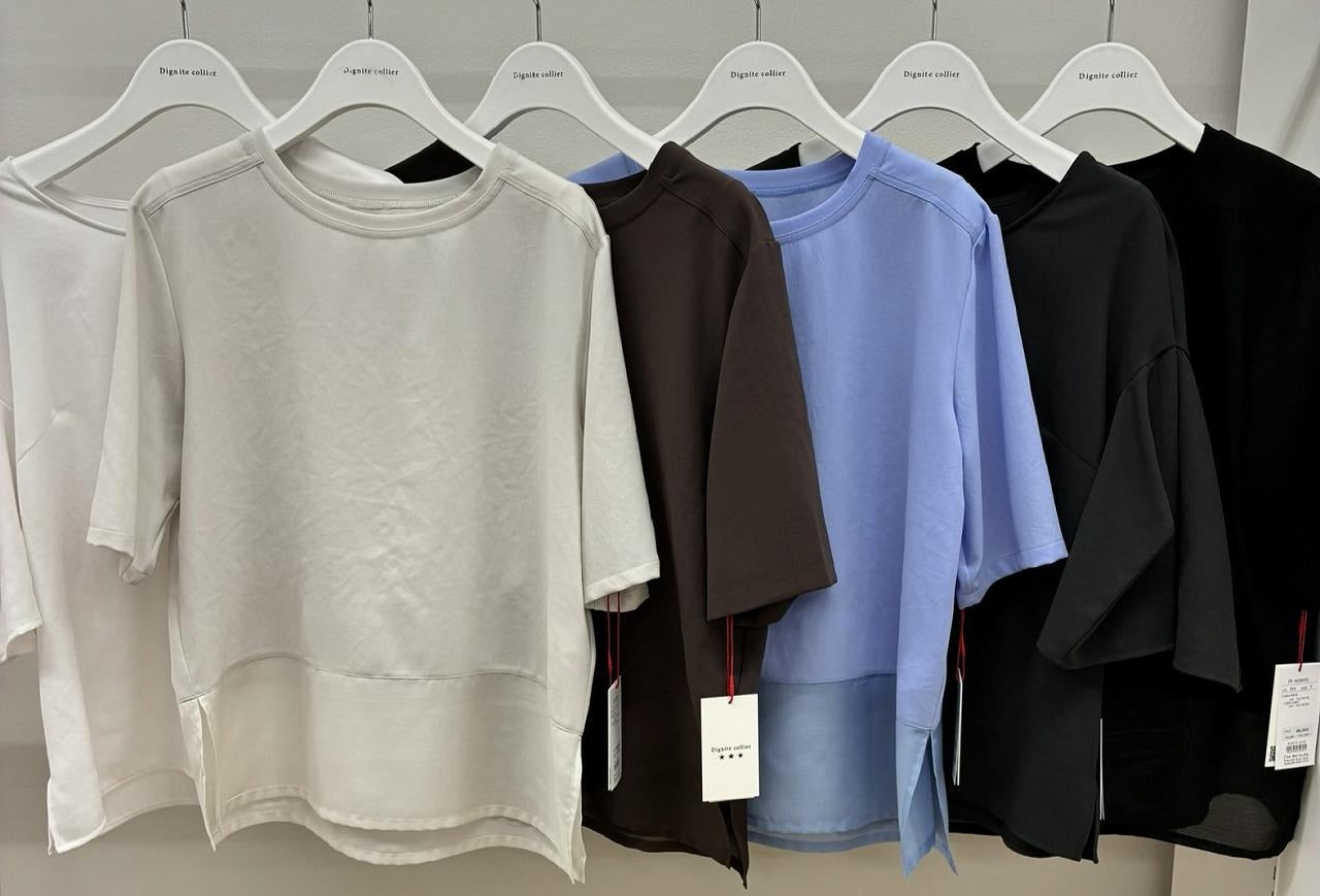 【Dignite collier】シアー切替5分袖ブラウス/80268302