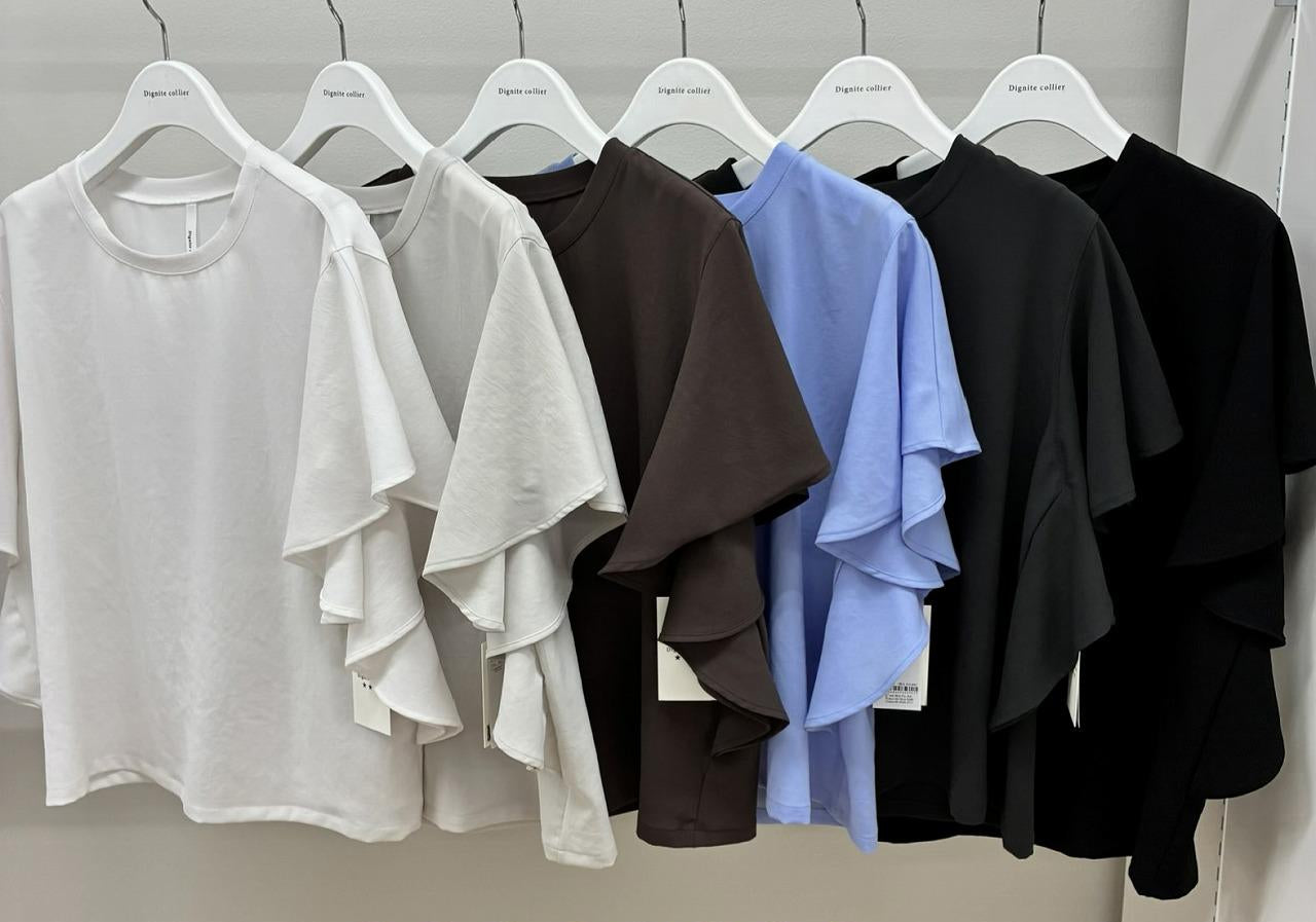 【Dignite collier】ストレッチシフォン袖フリルプルオーバー/80268303