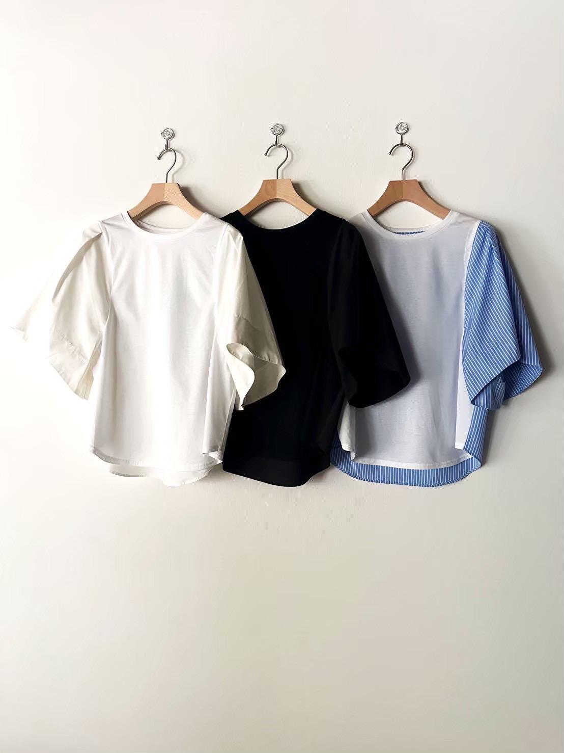 【RILATO】異素材コンビ袖フォルムT/R26265