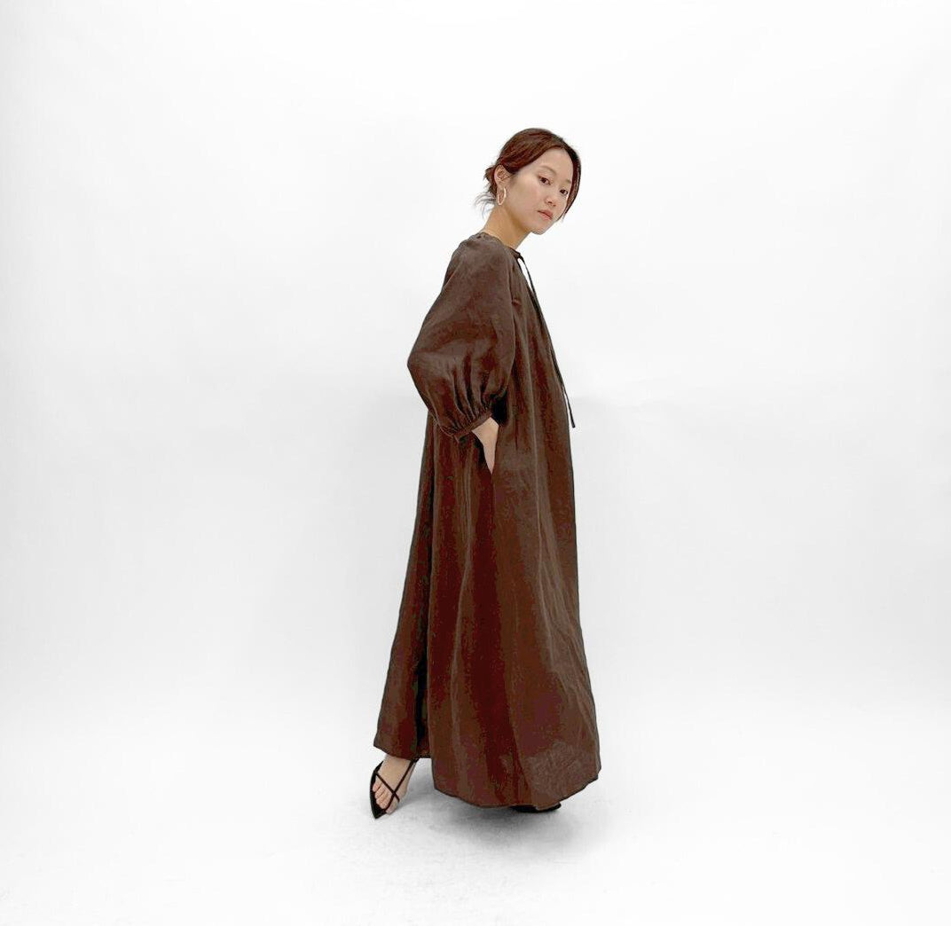 【cafune】フレンチリネンギャザーワンピース/25101