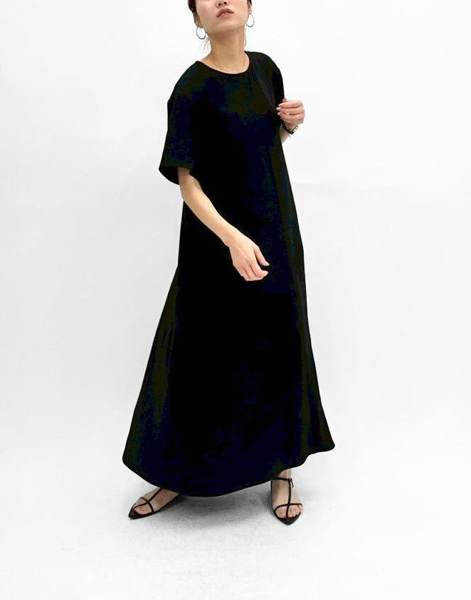 【cafune】マットストレッチジョーゼットフレアワンピース/625102