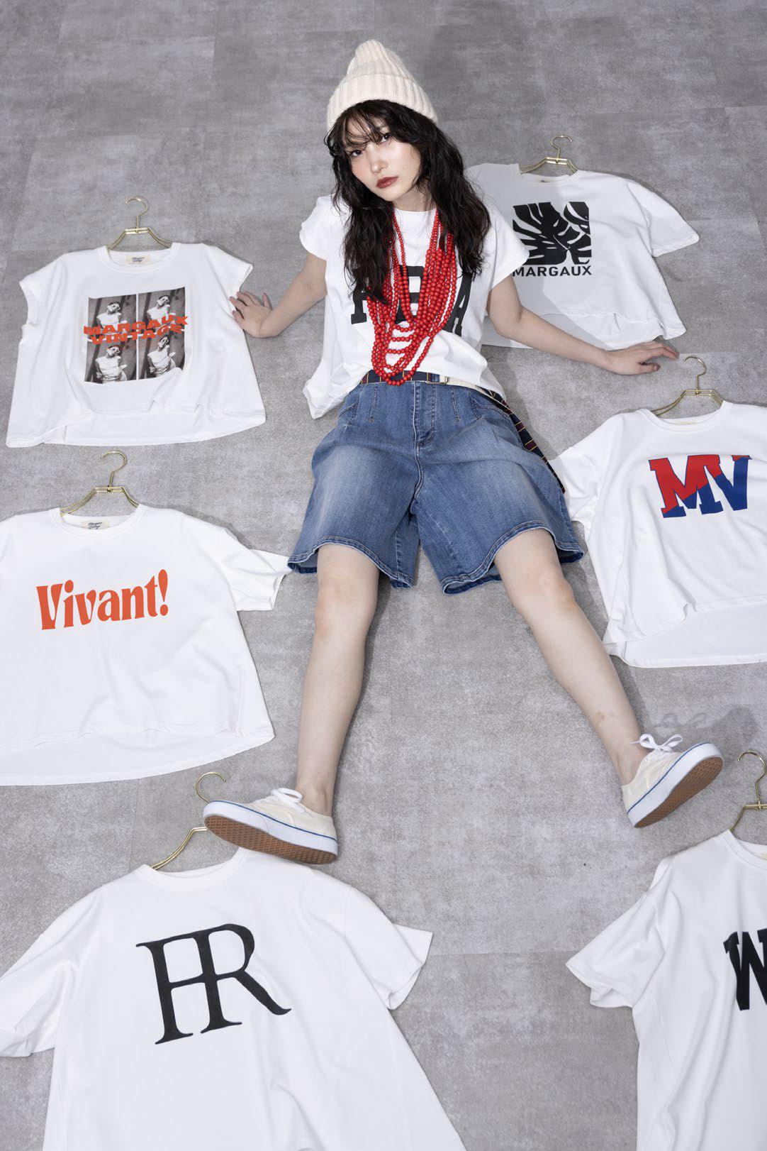 【MARGAUX VINTAGE】MVレッド/ブルーロゴTEE/MG CT-26070-S