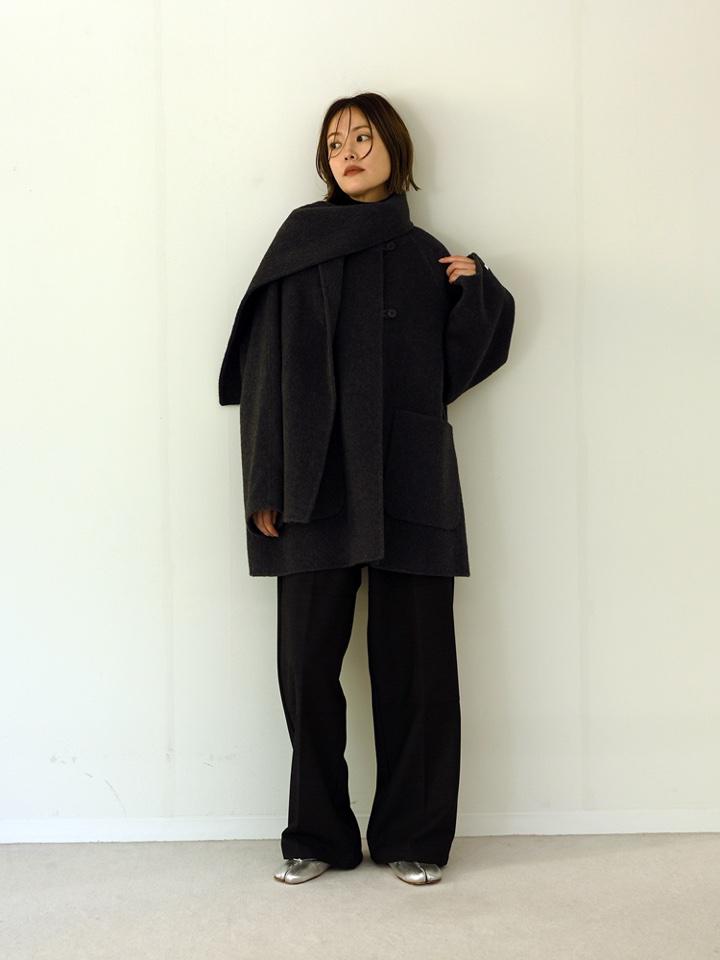 【HERENCIA】ストール付きウールコート/H125308