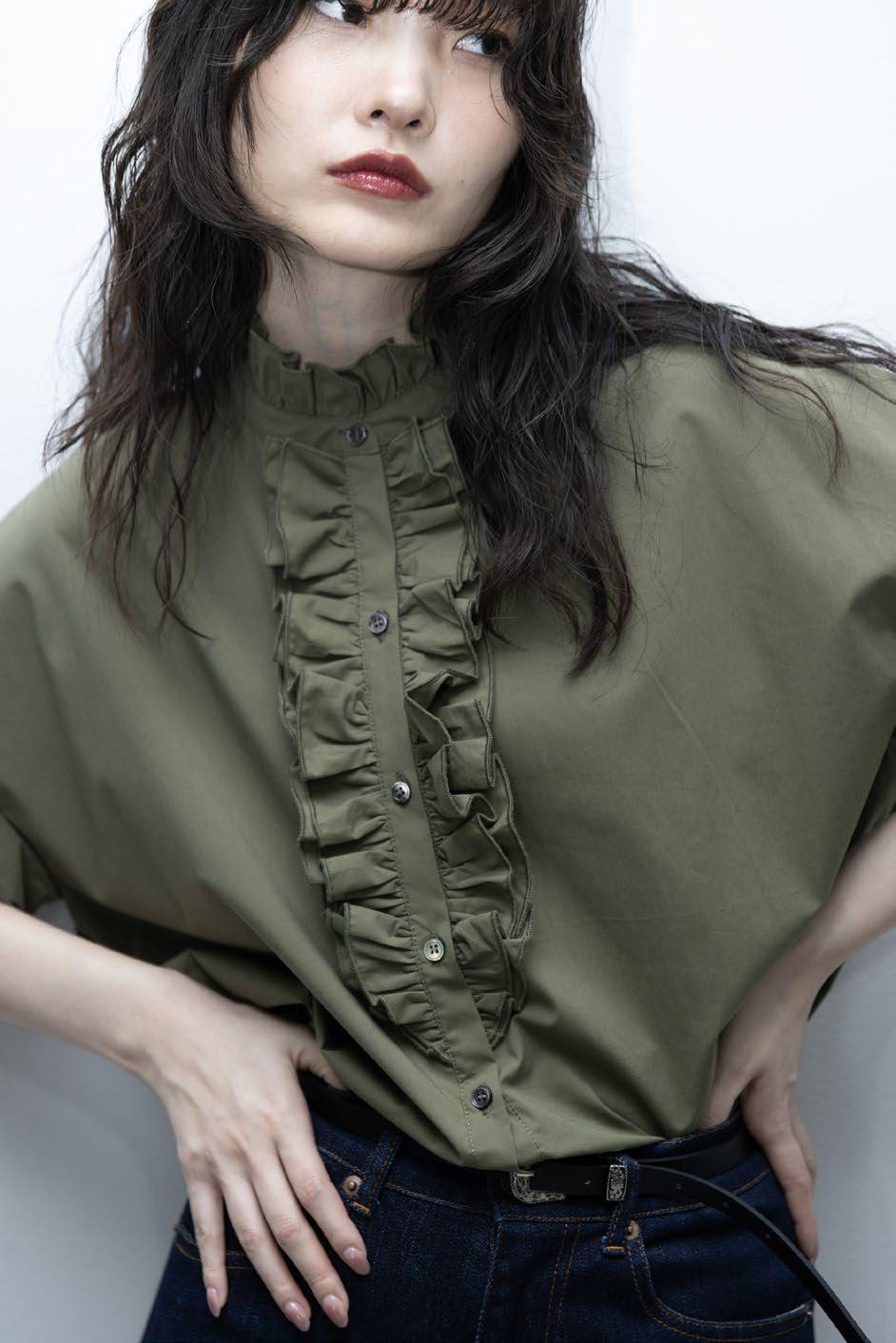 【MARGAUX VINTAGE】フリルシャツ/MG BL-26044-S