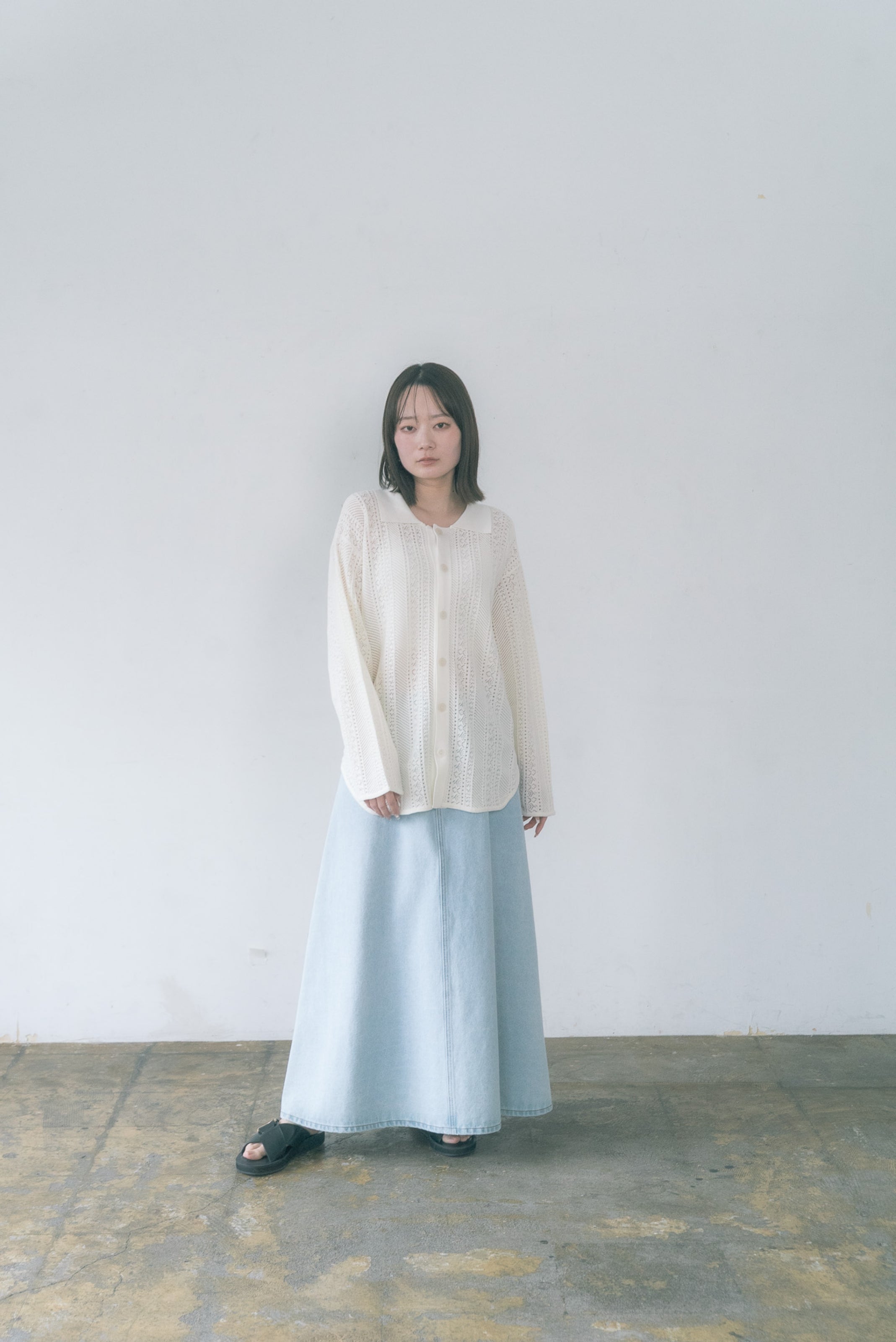 【ante aciem】12G透かし柄衿付カーディガン/11267955