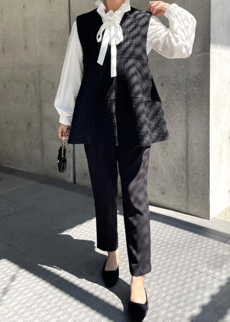 【anana】ラメシャギーツイード立体フォルムベスト/a61-025