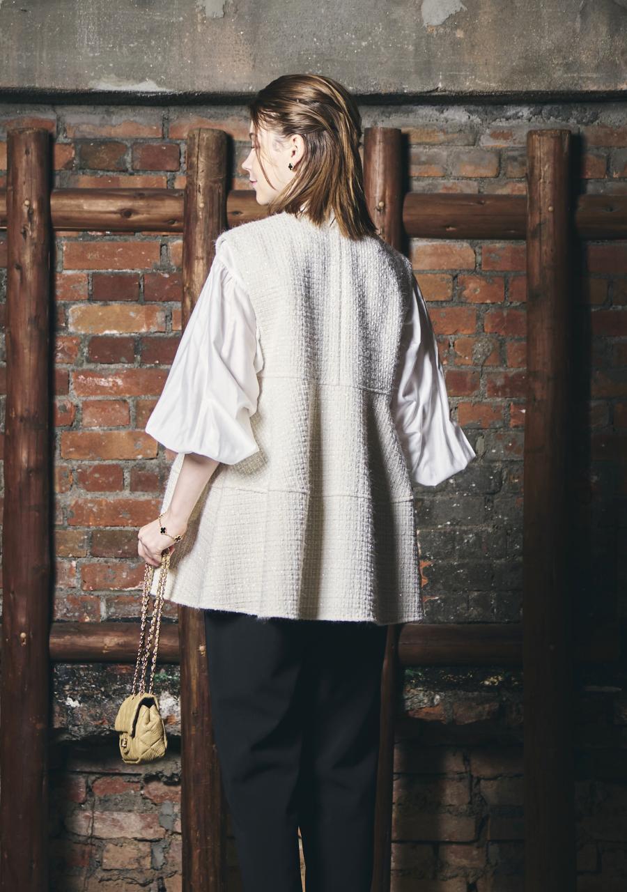 【anana】ラメシャギーツイード立体フォルムベスト/a61-025