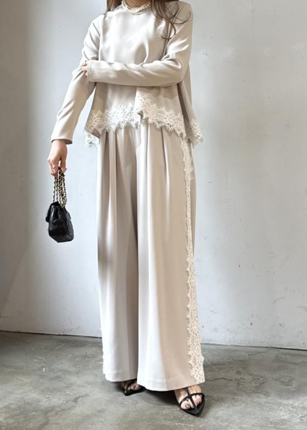 【anana】サイドレースハイウエストストレートパンツ/a96-005