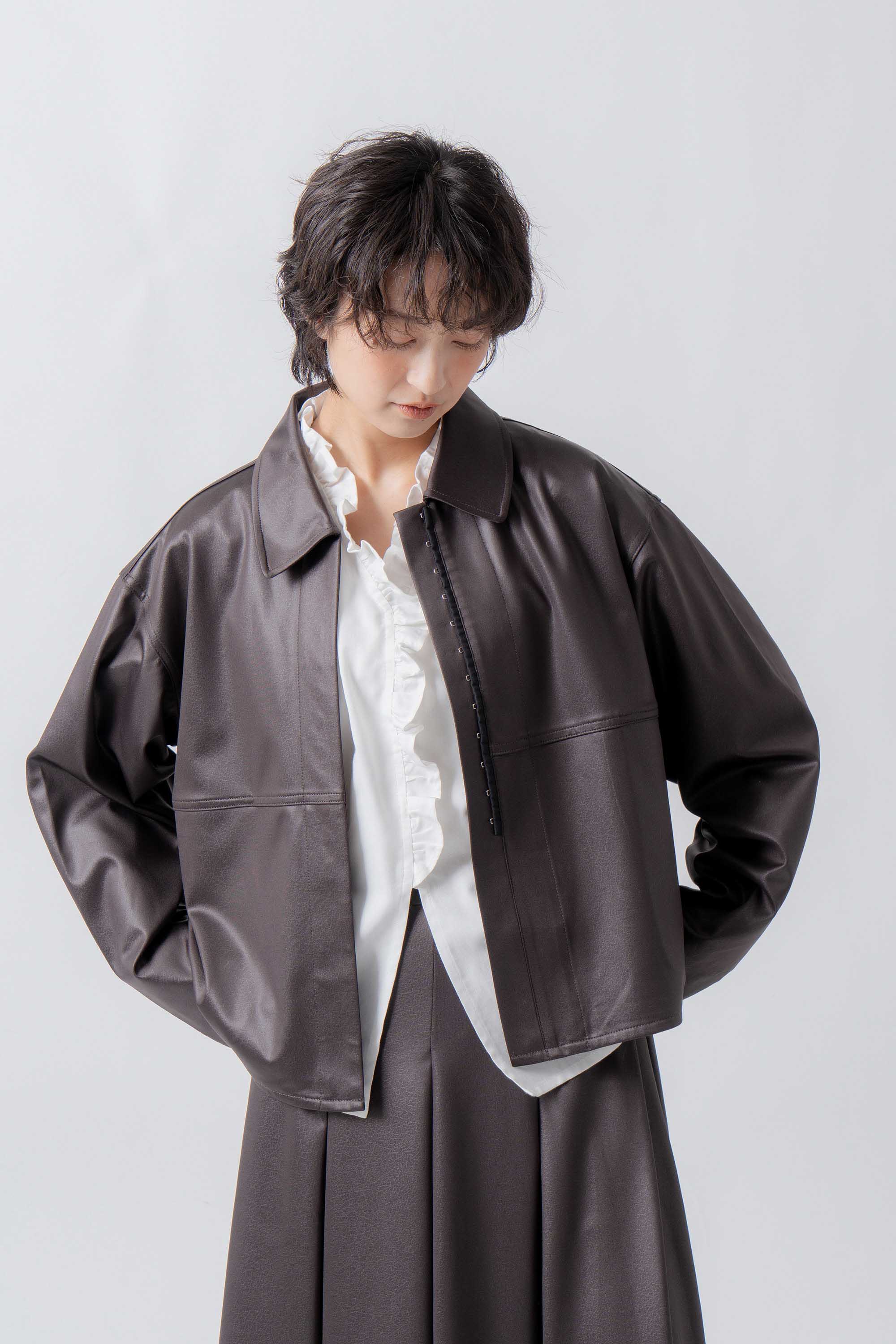 【WHYTO.】レザーライクシャツジャケット/NO,3-WHT26FBL4106