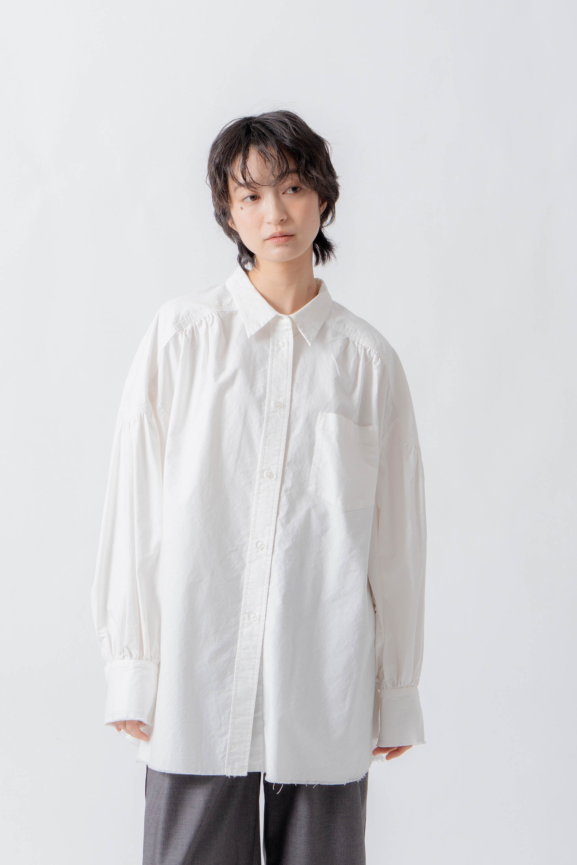 【WHYTO.】オックスフォードボリュームブラウス/NO,19-WHT26FBL4103