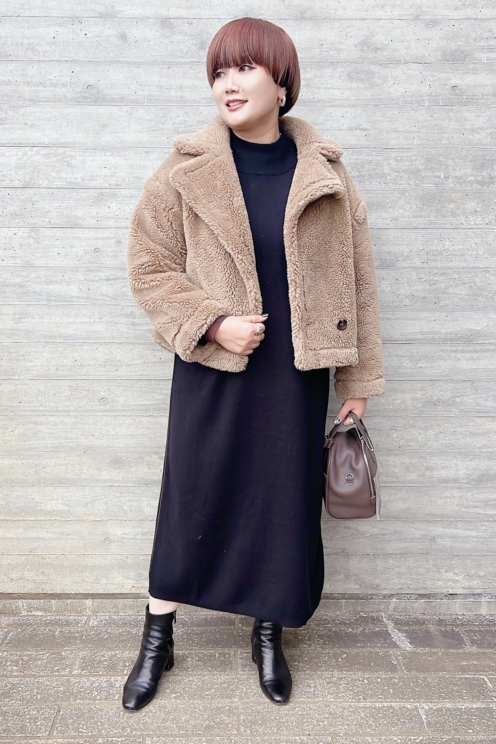 ボアアウターコーデ2選〈テディボアテーラーショートコート〉