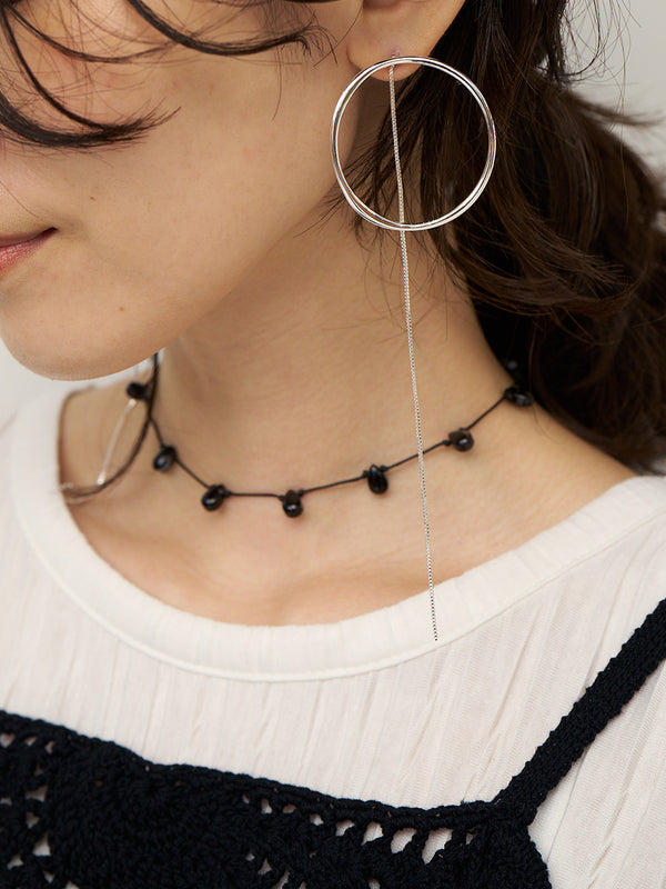 【CHIGNON】サークルフープオニキス3WAYピアス/0062-431SH