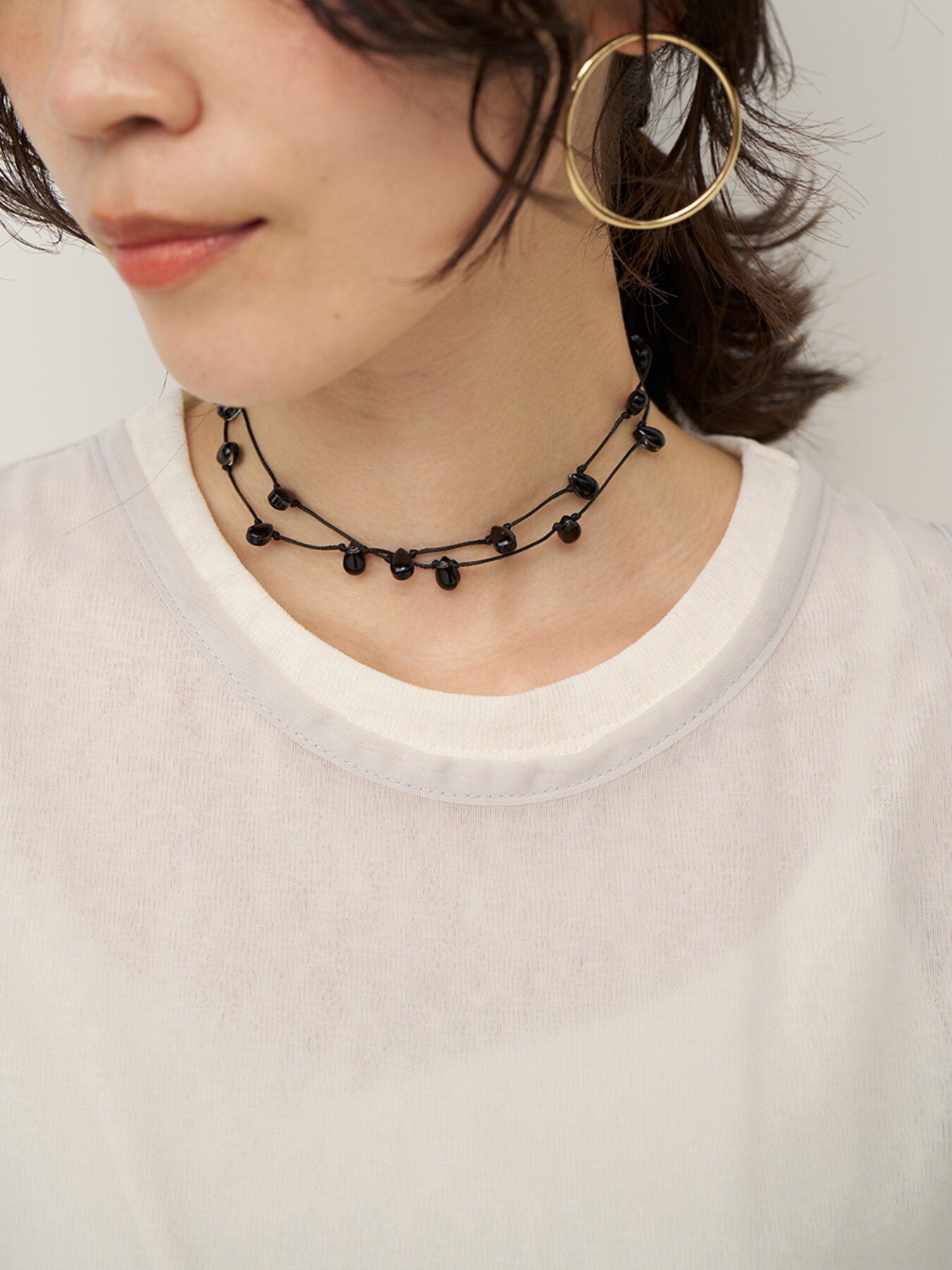 【再入荷予約】【CHIGNON】ドロップガラスコードネックレス/0062-437-5SH