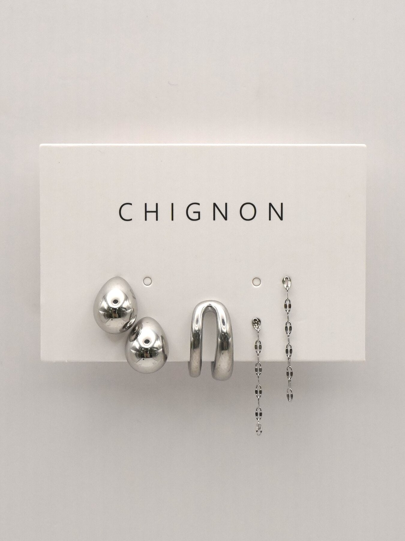 【CHIGNON】ステンレスピアス&イヤカフセット/0066-777SH