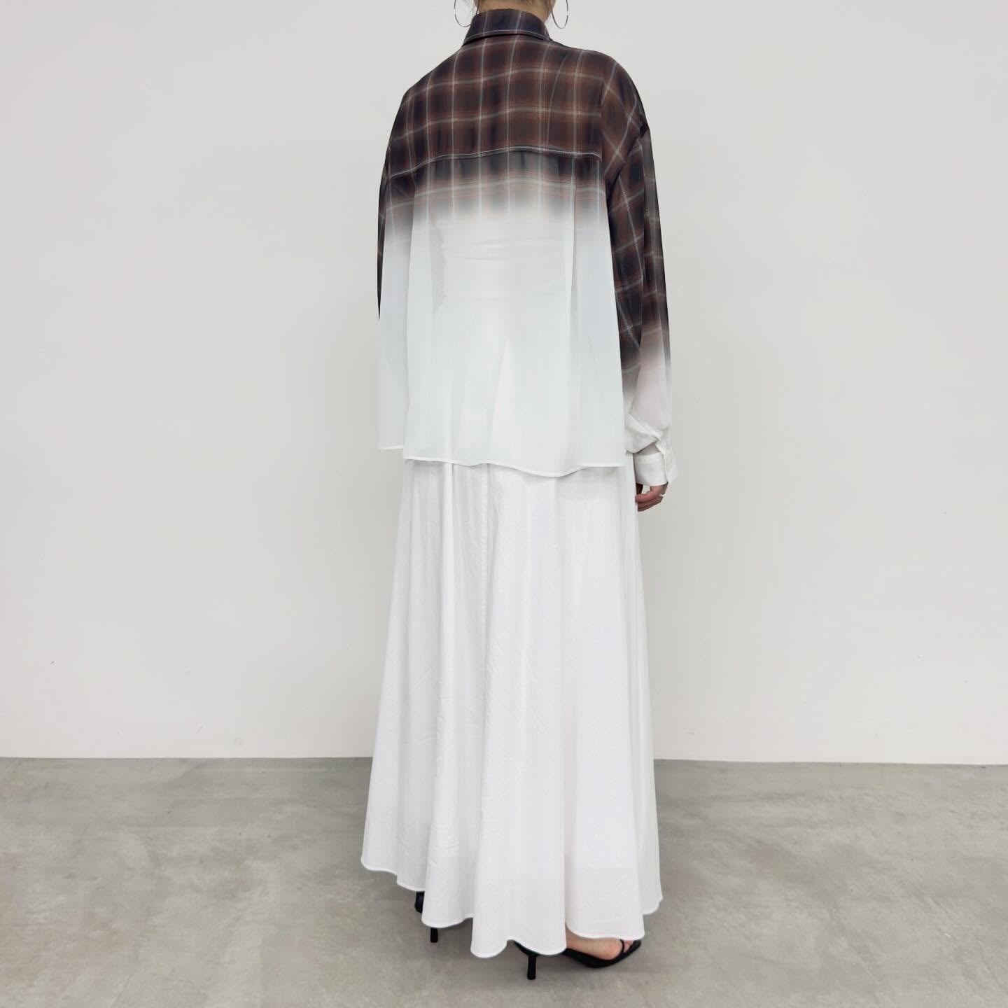 【NUS】シアーグラデーションチェックショートフレアシャツ/652-35501