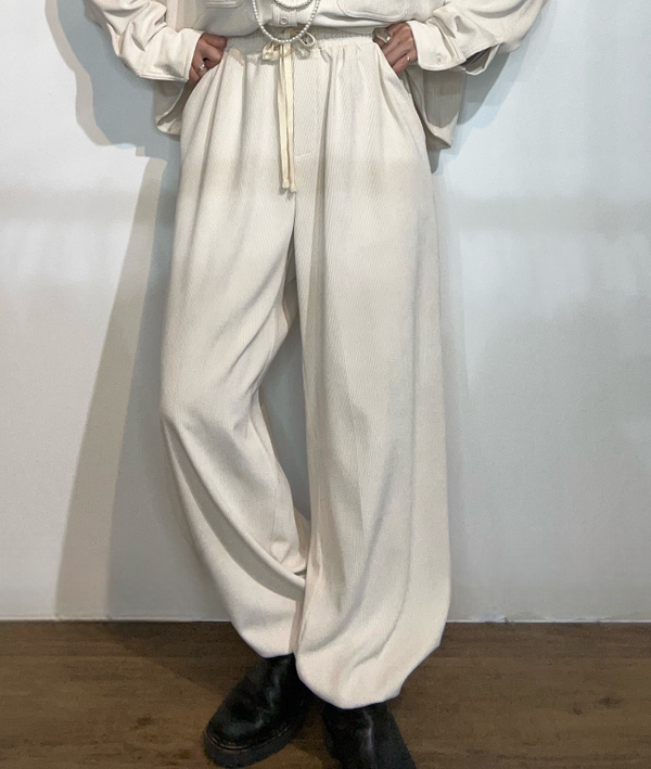 【PRIORITY】ライトコーデュロイ裾ドロスト2wayワイドパンツ/P57111BF