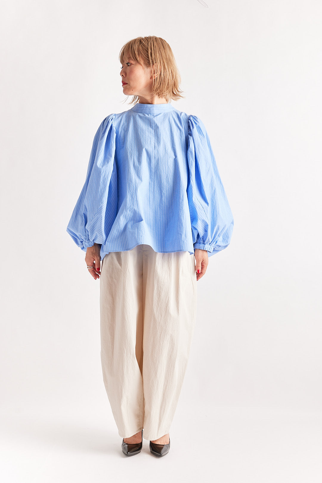 【STELLA CIFFON】コットンポプリンボリュームブラウス/ST1-26404