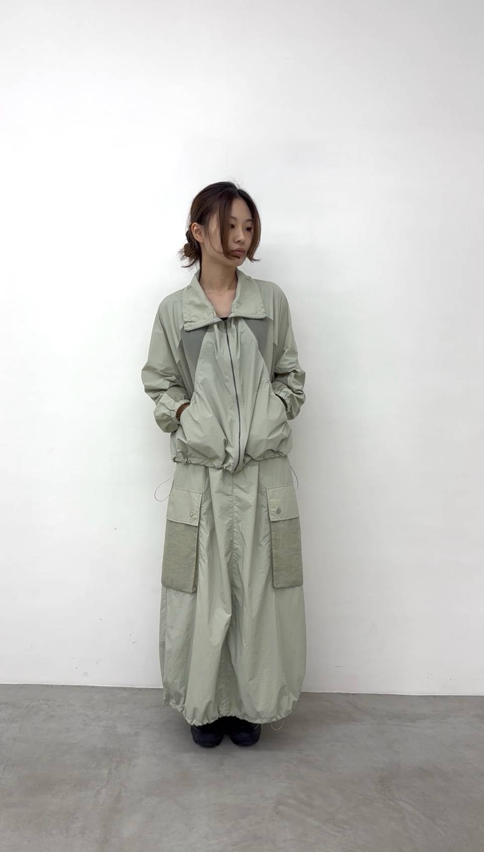 【CLOCHE】シアーメッシュ×ナイロンブルゾン/712-85614