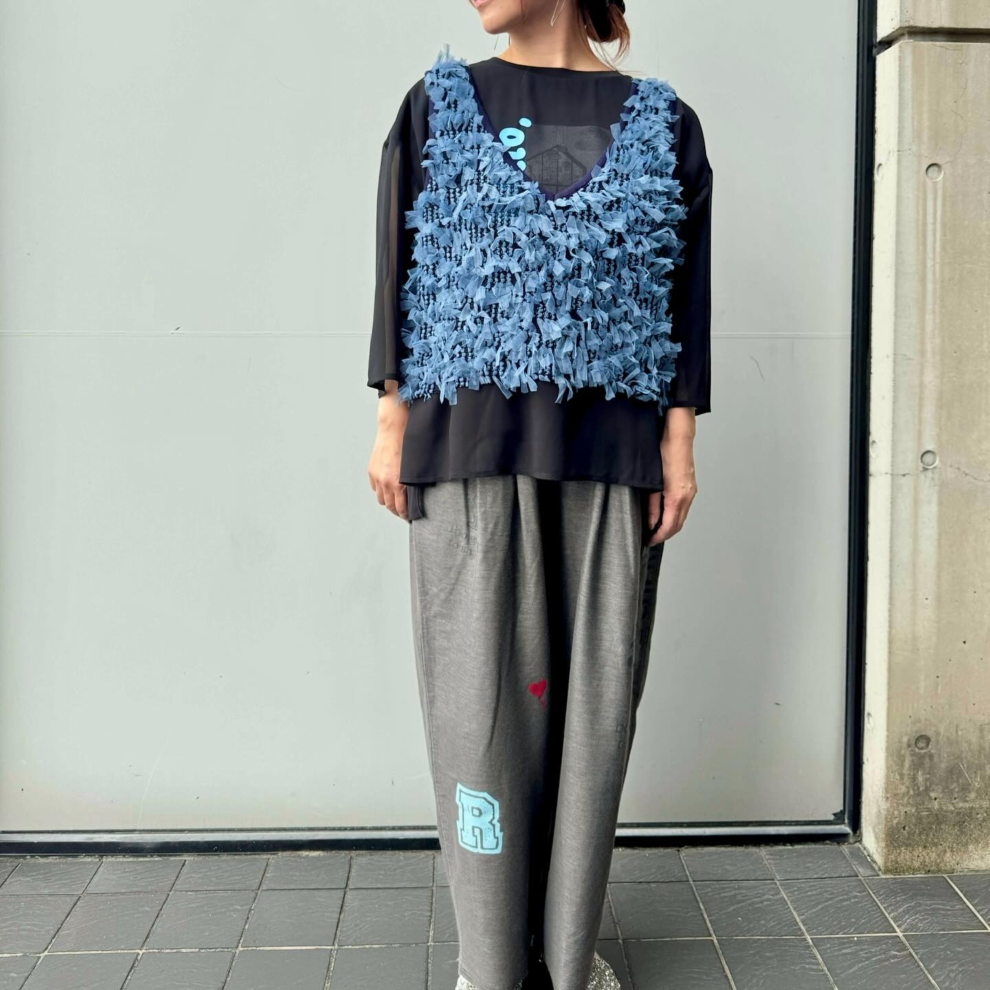 【QTUME】チュチュフリンジ2wayニットコンビベスト/612-25704