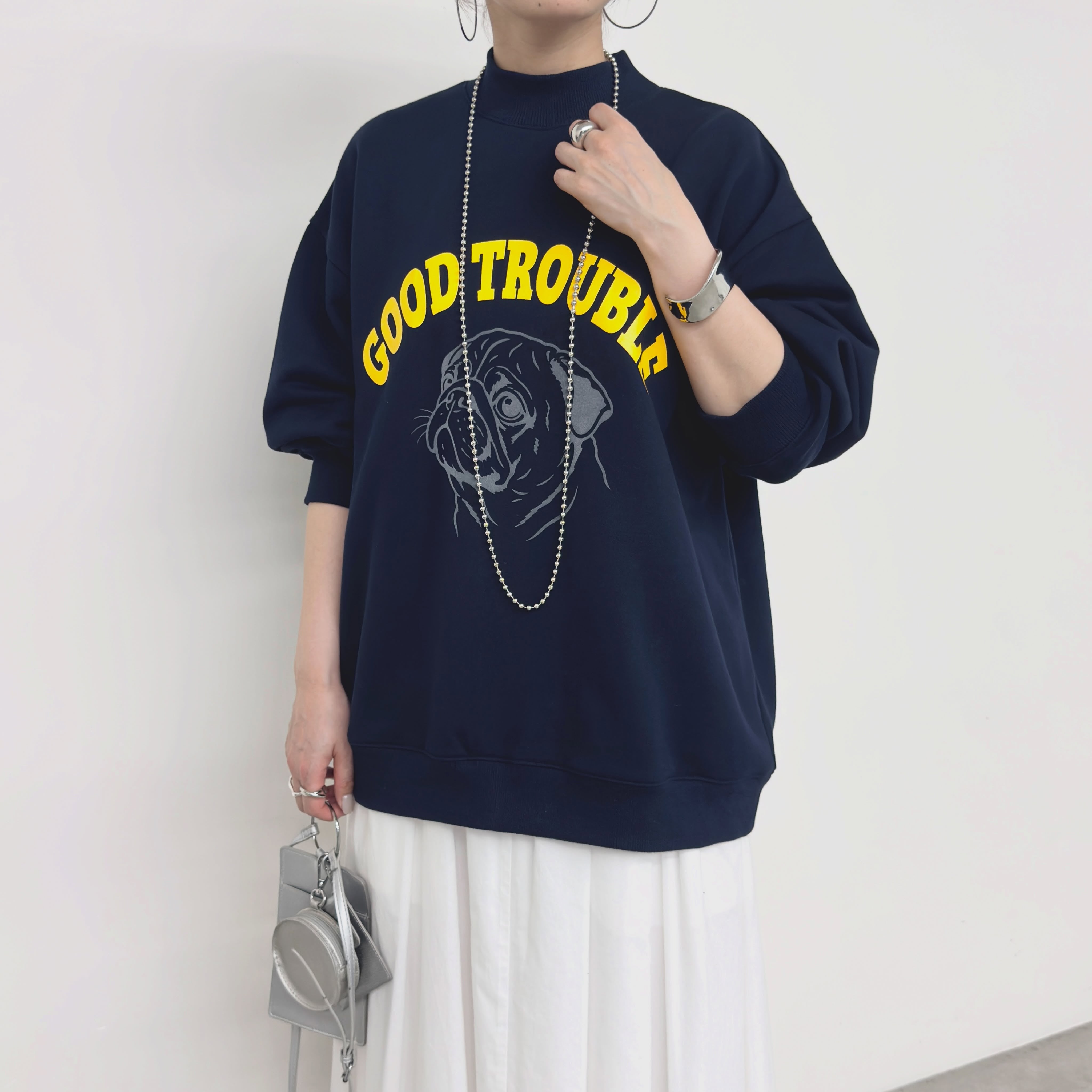 【NUS】国産裏毛フロッキーパグモックネックプルオーバー/650-35558