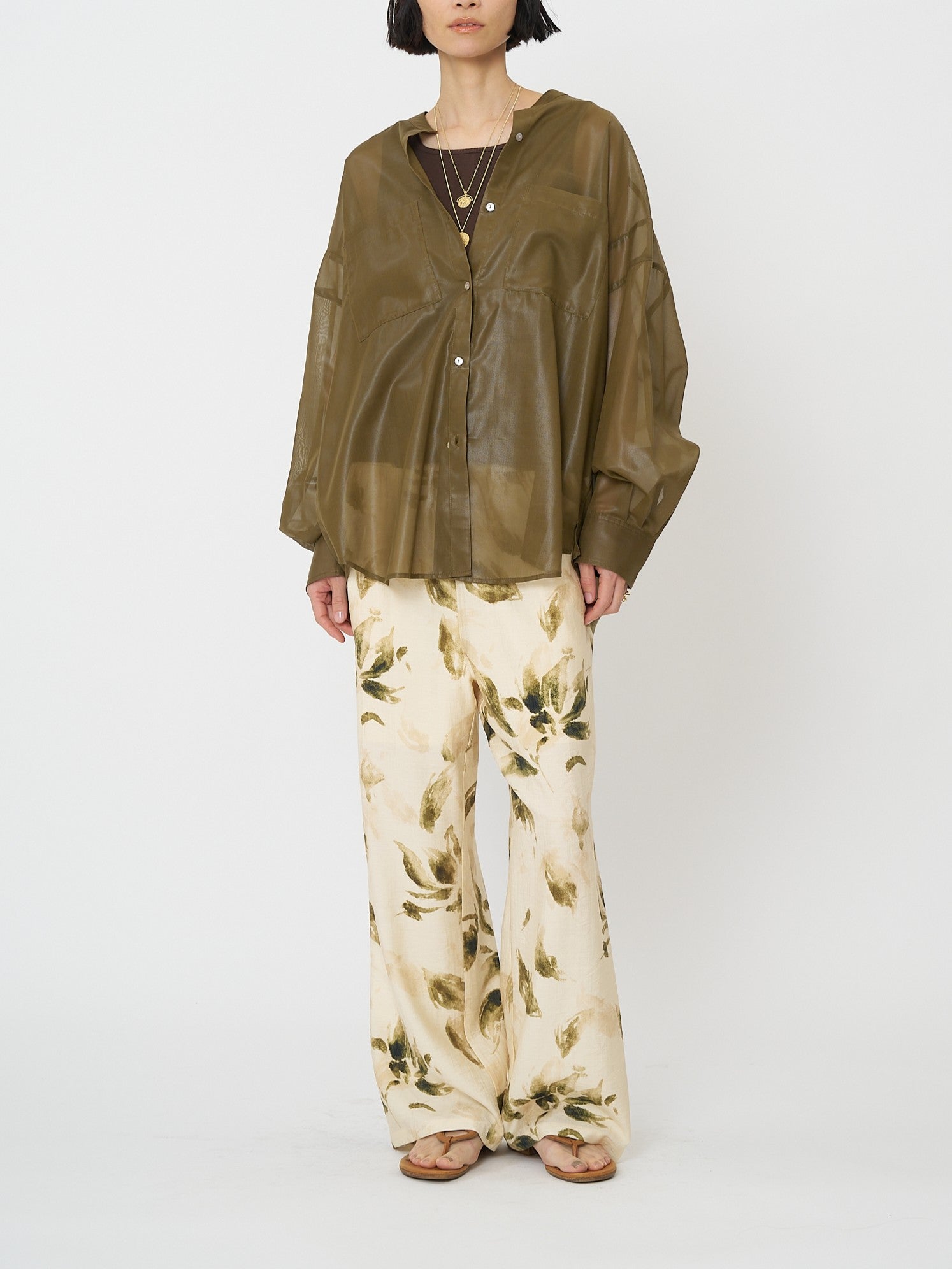 【CHIGNON】シアーチンツオーバーシャツ/1861-004KK