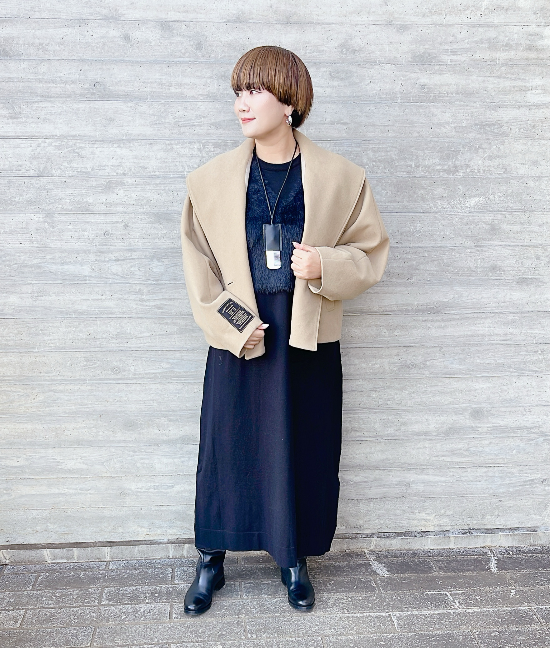 CLOCHE】シャギーベスト付きニットワンピース/45285738 CLOCHE】シャギーベスト付きニットワンピース/45285738