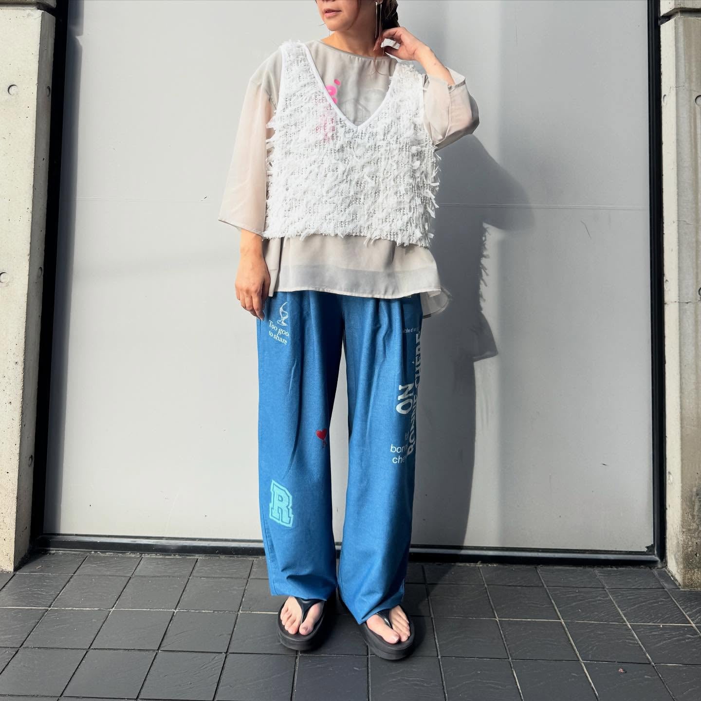 【QTUME】チュチュフリンジ2wayニットコンビベスト/612-25704