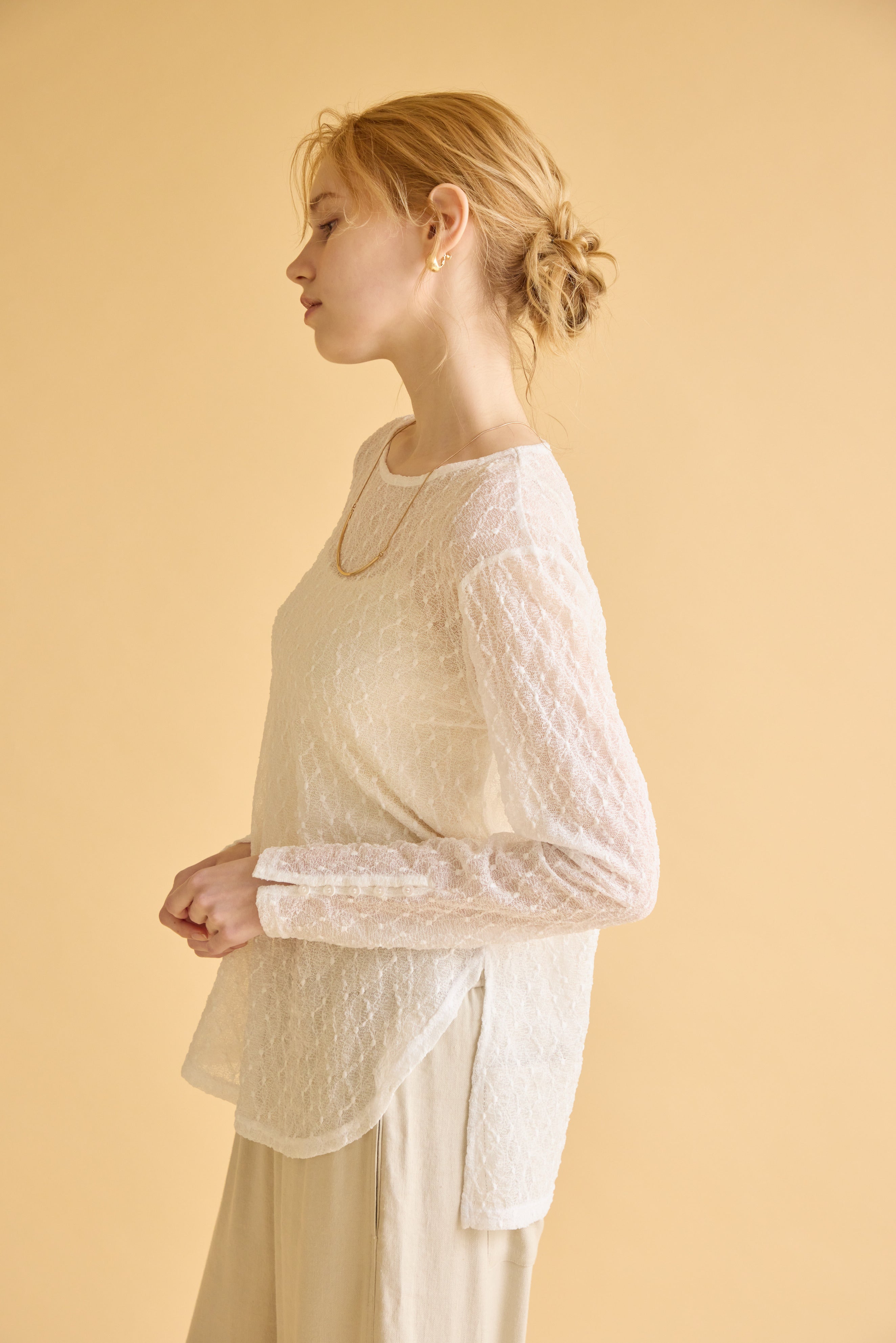 【SUGAR ROSE】シアー袖ボタントップス/269136