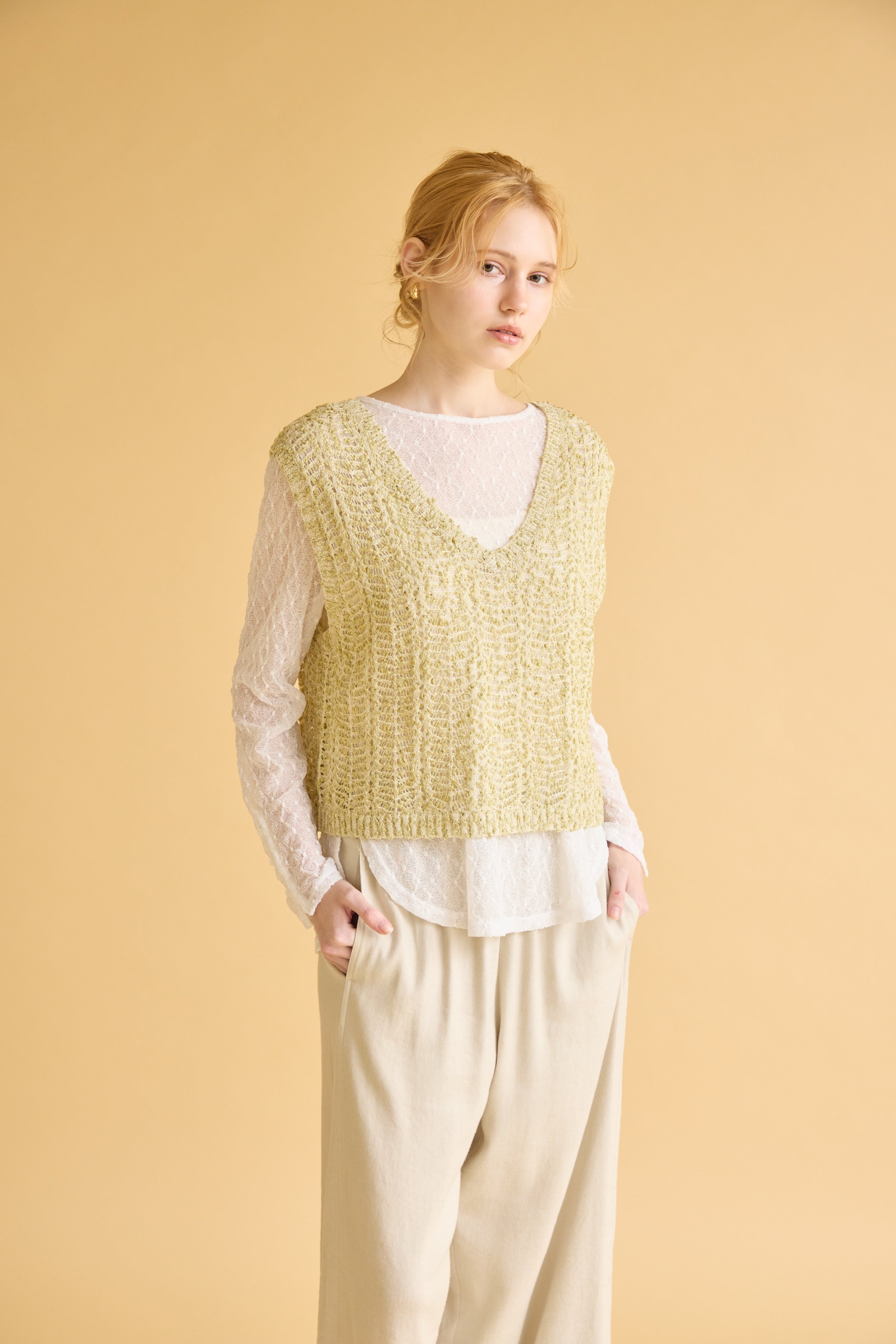 【SUGAR ROSE】シアー袖ボタントップス/269136