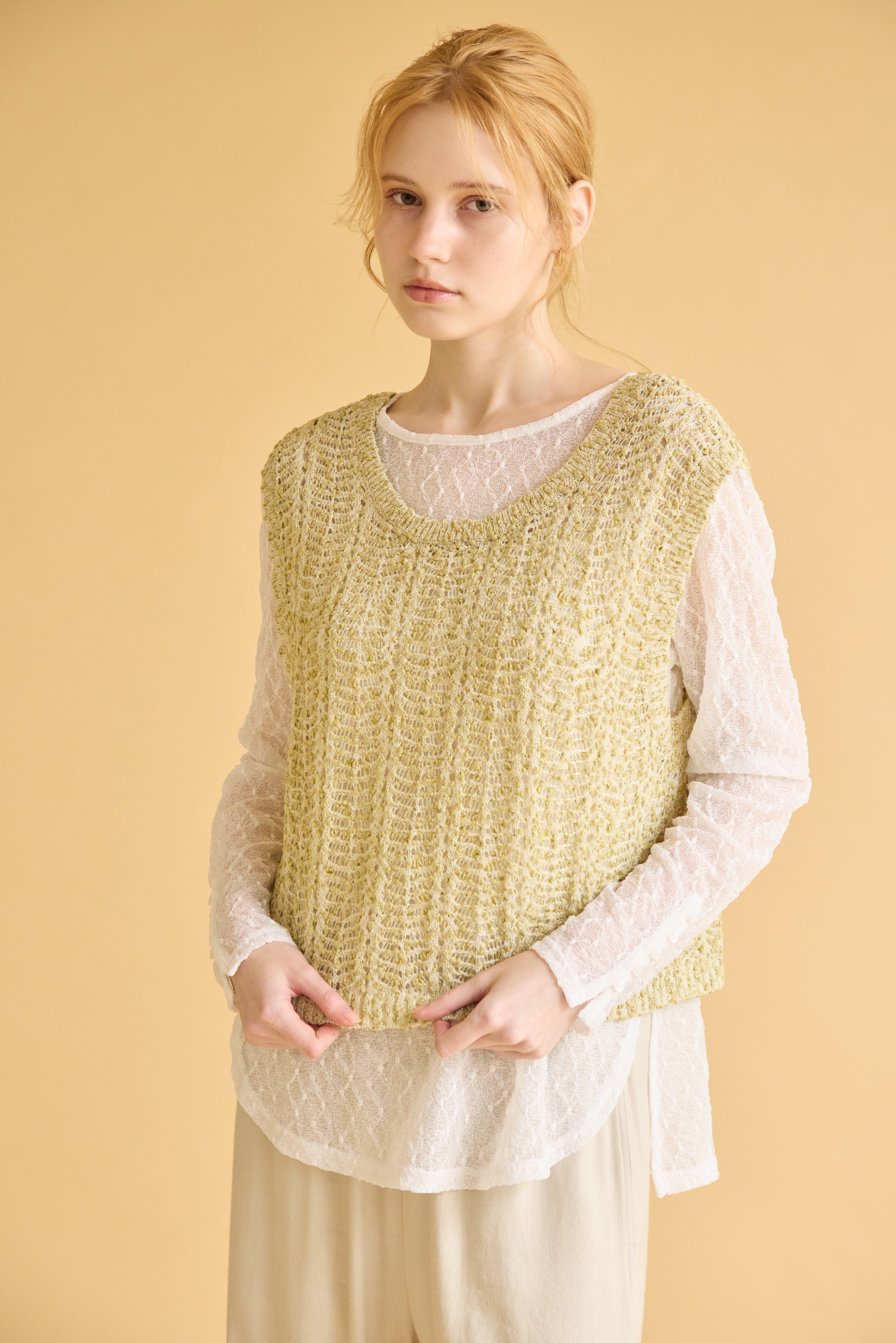 【SUGAR ROSE】シアー袖ボタントップス/269136