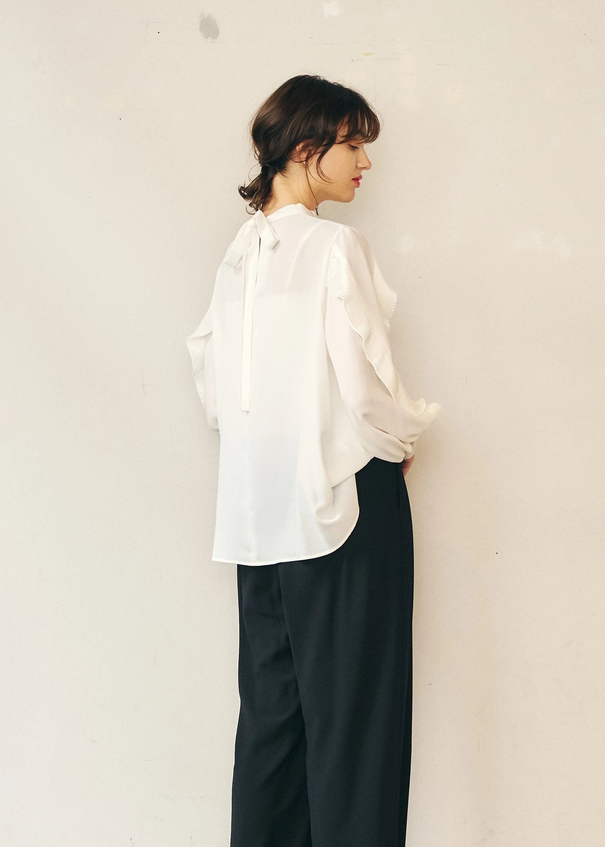 【再入荷予約】【anana】袖プリーツデザインジョーゼットブラウス/a051-033
