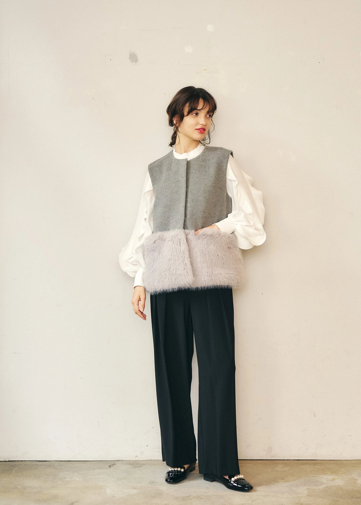 【再入荷予約】【anana】袖プリーツデザインジョーゼットブラウス/a051-033