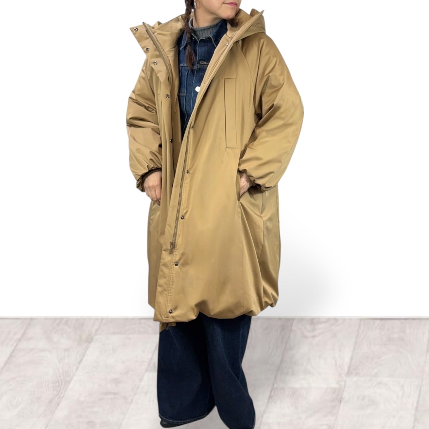【QTUME】LIMONTA×オニオンキルト中わたロングバルーンフーディ/650-24516