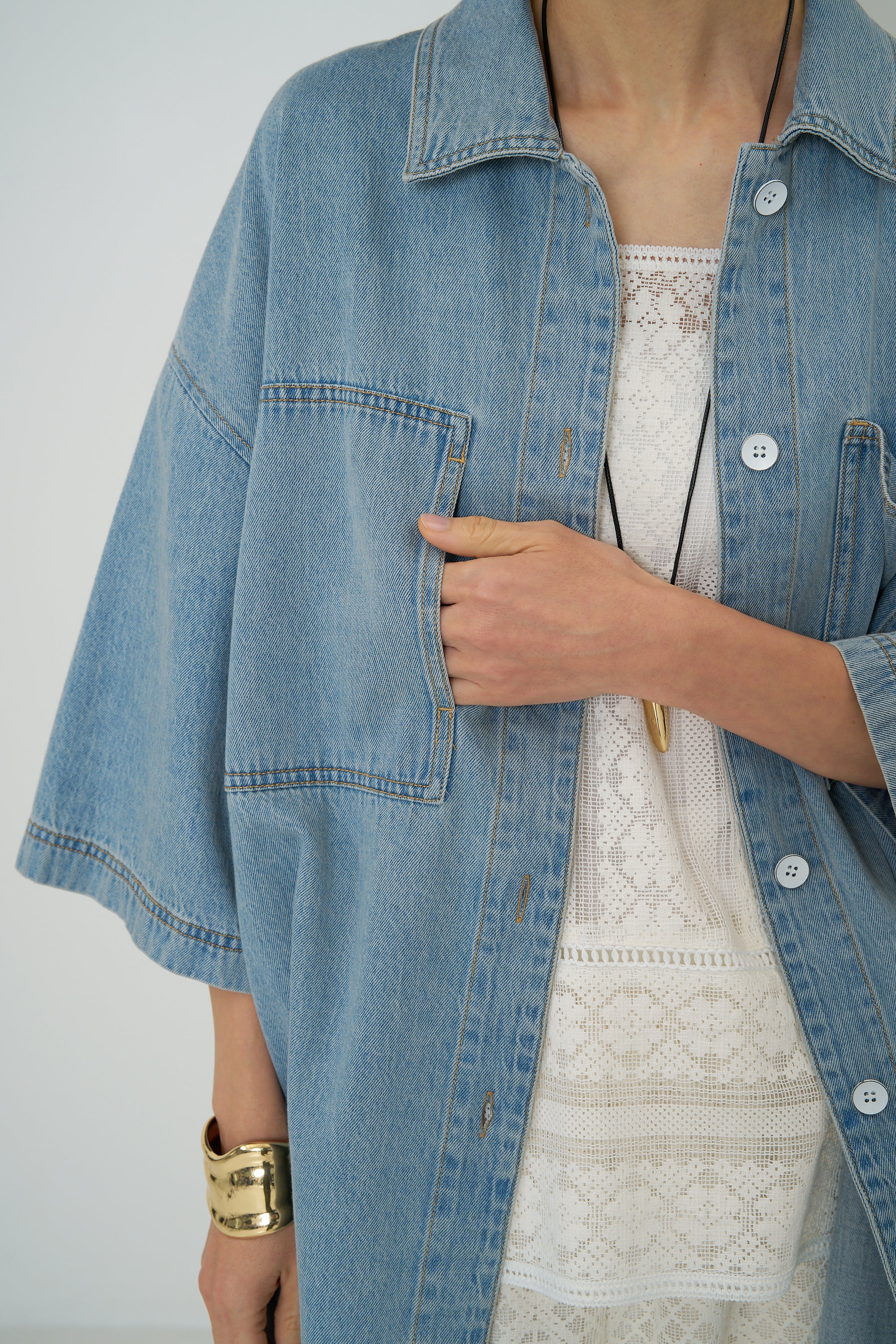 【CHIGNON】ハーフスリーブデニムジャケット/4861-041BT