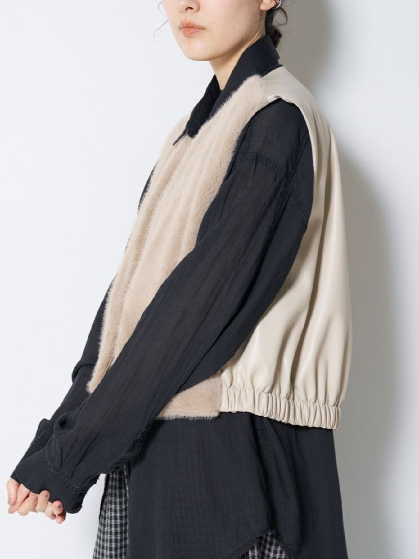 【CHIGNON】フェイクファードッキングベスト/4964-008MK
