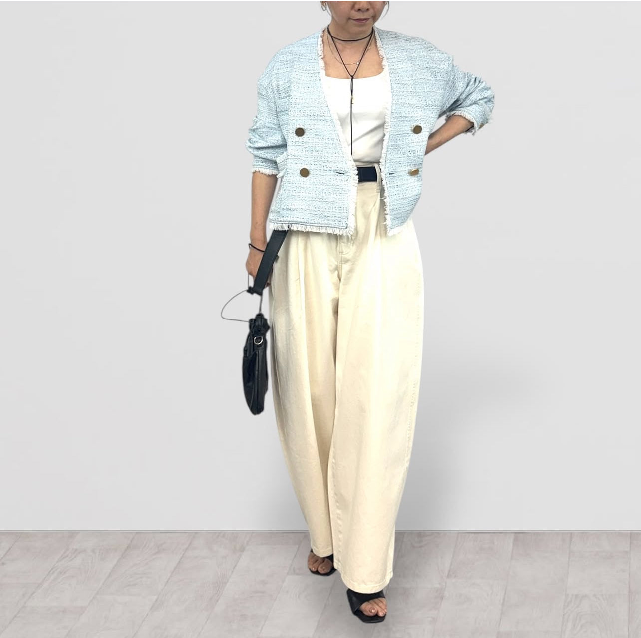 【QTUME】8onzデニムワイドバレルレッグパンツ/612-26000