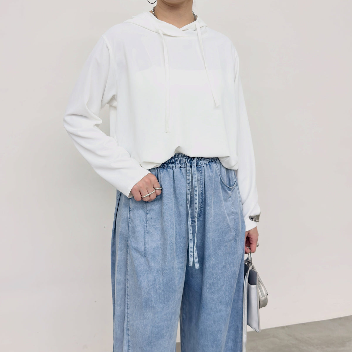 【NUS】ズル美ジョーゼットフーディーロンT/710-35007