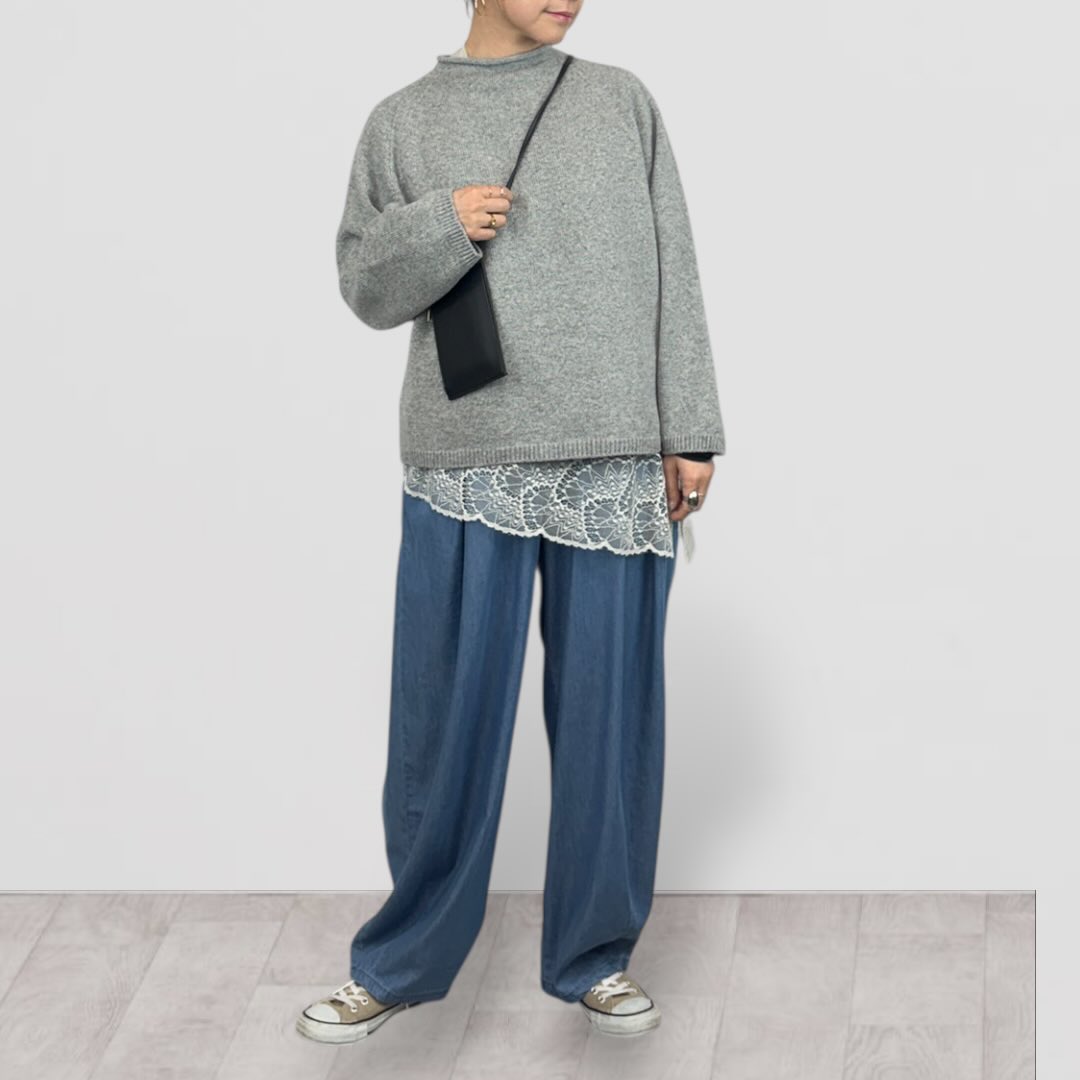 【QTUME】エメラルドフロウジョン×リバーレースコンビアシメヘムトップス/652-25529 650-65529