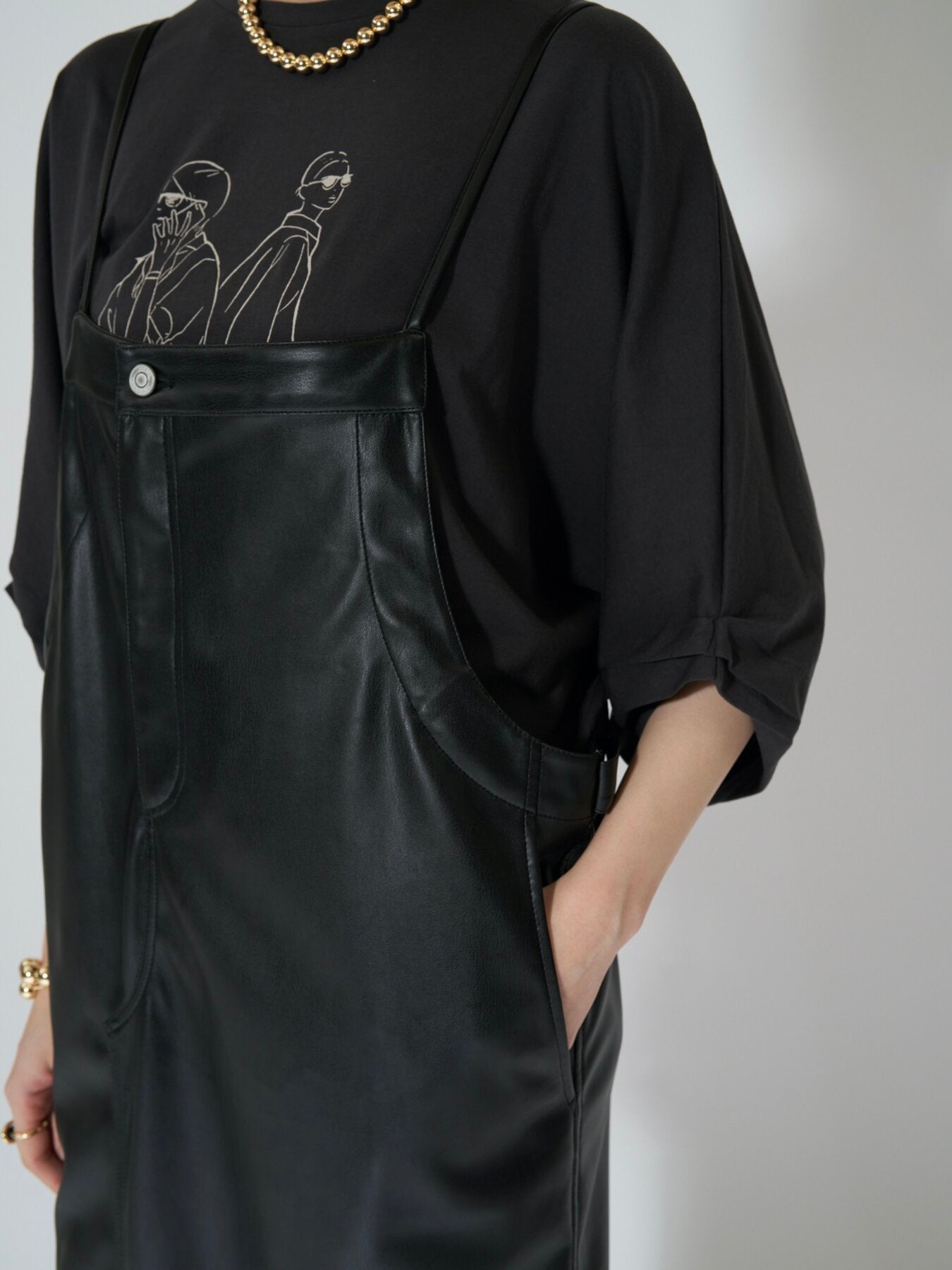 【CHIGNON】フェイクレザーストラップドレス/5264-016MK