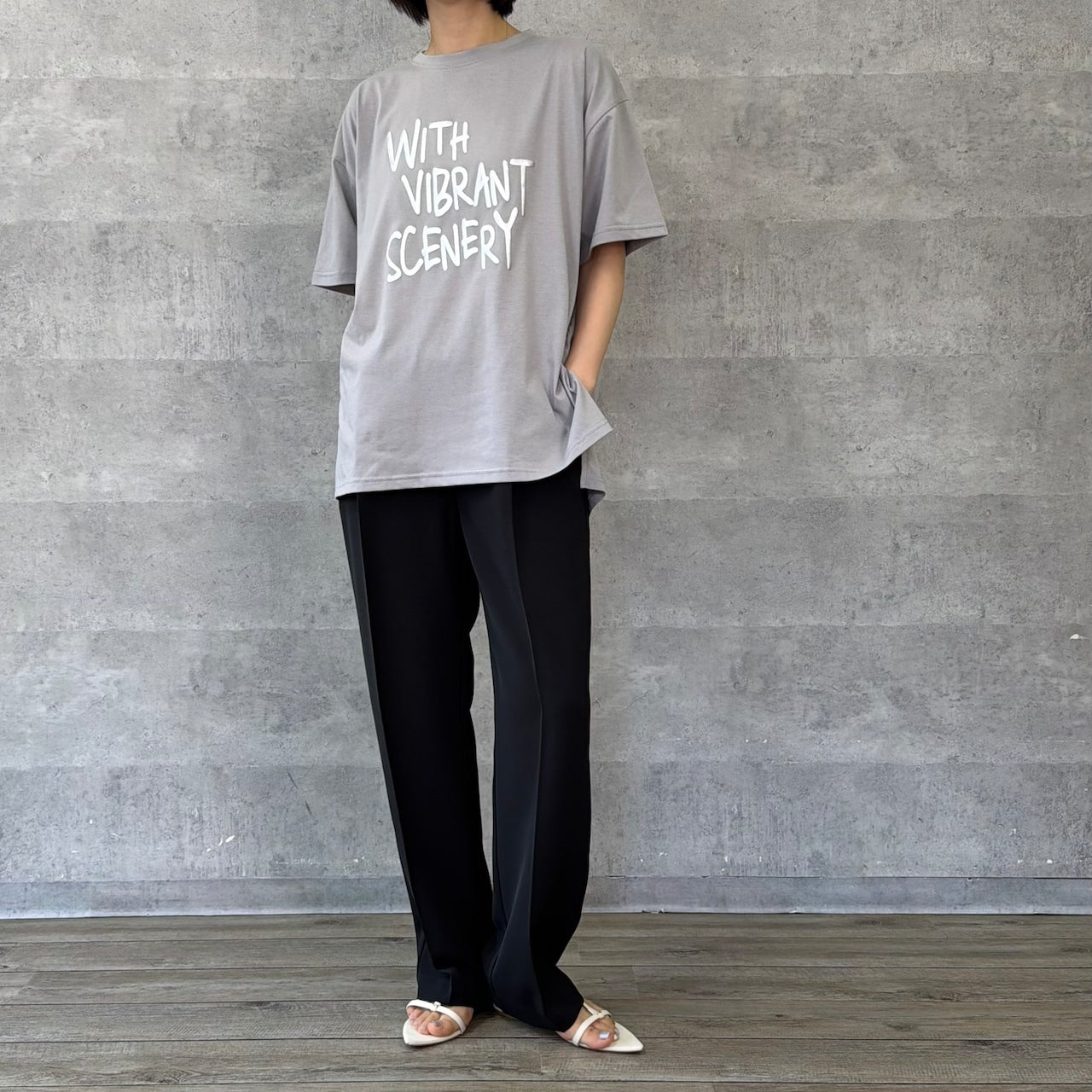 【Anna Kerry】箔プリントロゴルーズTシャツ/85261927