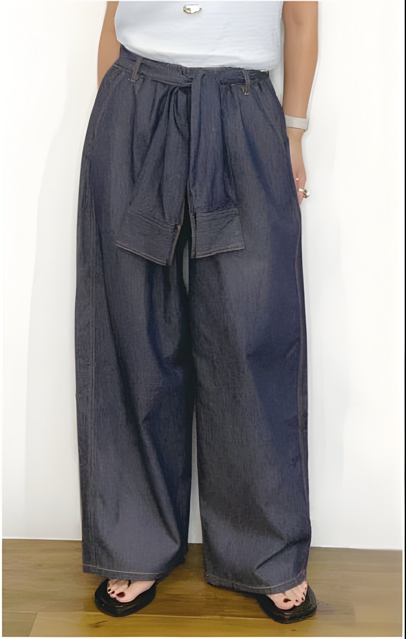 midorikawa 21ss ストライプベルテッドパンツ PUBLIC TOKYO（パブリックトウキョウ）の「ストライプベルテッドパンツ