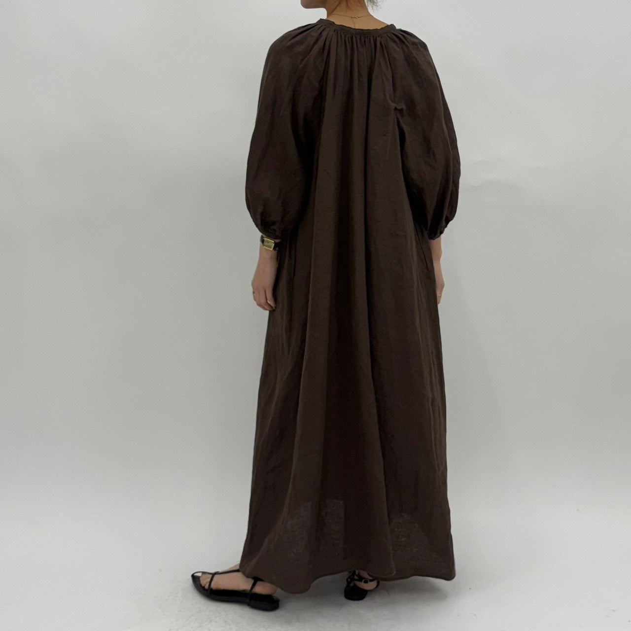 【cafune】フレンチリネンギャザーワンピース/25101