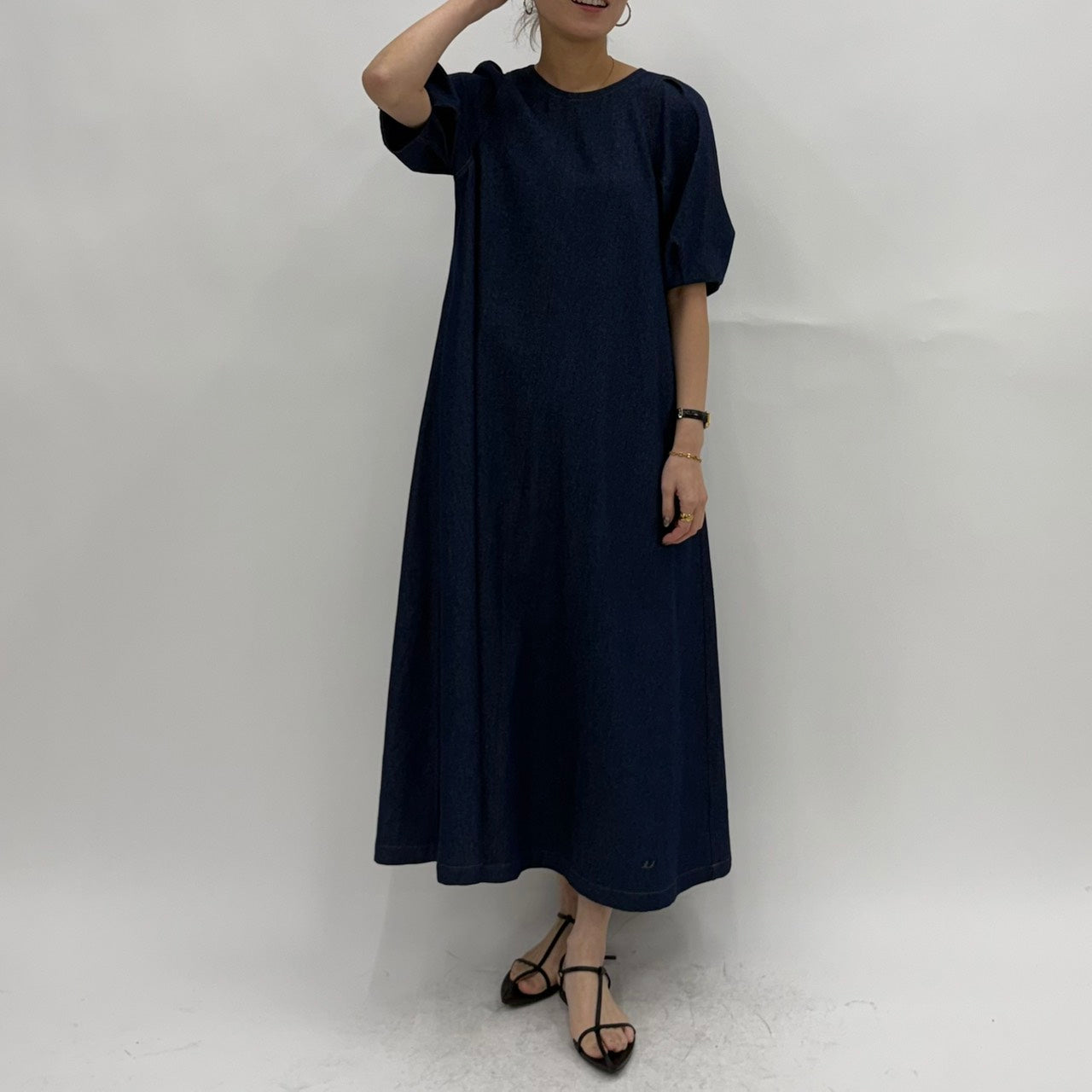 【cafune】マットストレッチジョーゼットフレアワンピース/625102