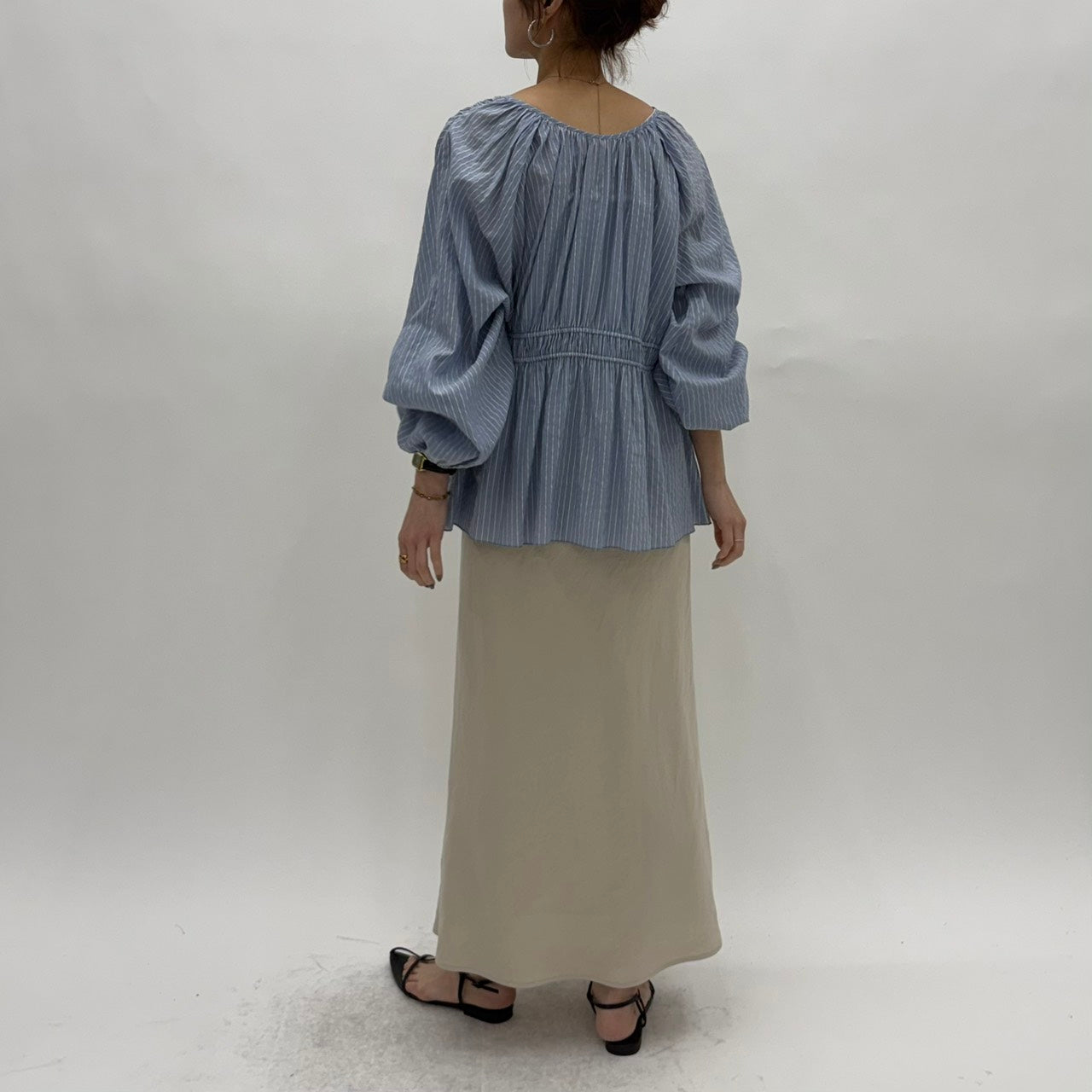 【cafune】ラメストライプ2WAYブラウス/25912